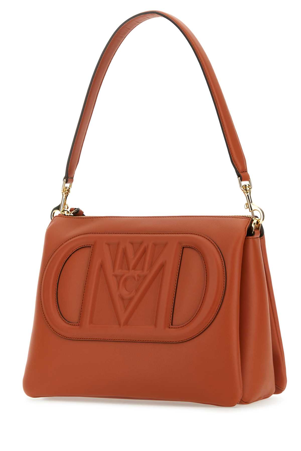 Shop Mcm Brick Leather Mode Travia Medium Shoulder Bag In Bombay Brown