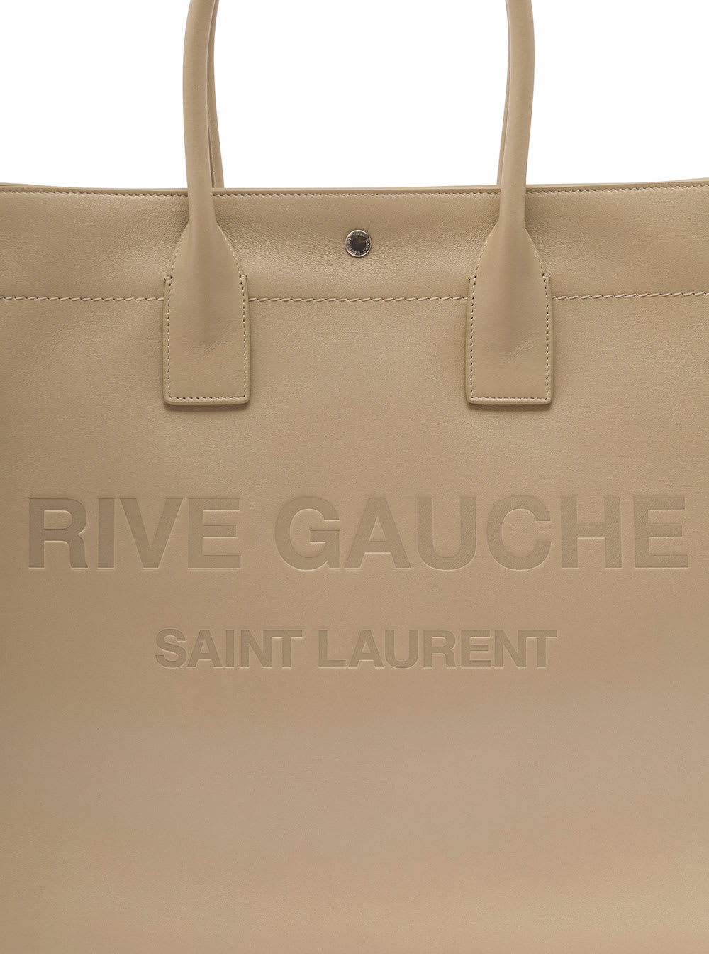 Saint Laurent Rive Gauche Large Tote Bag In Beige Leather Man In Sand