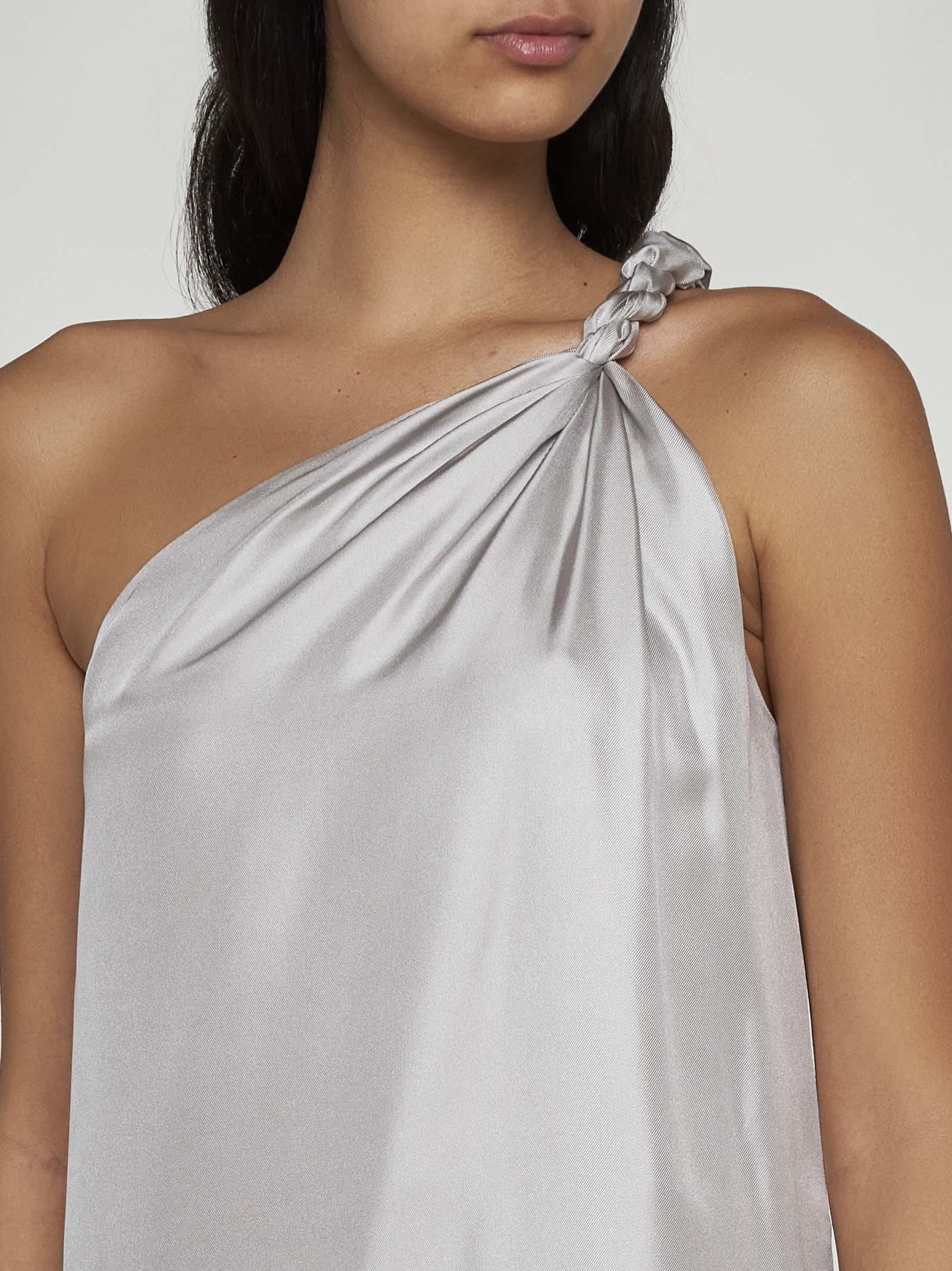 Shop Loulou Studio Adela One-shoulder Silk Dress In Silver Grey