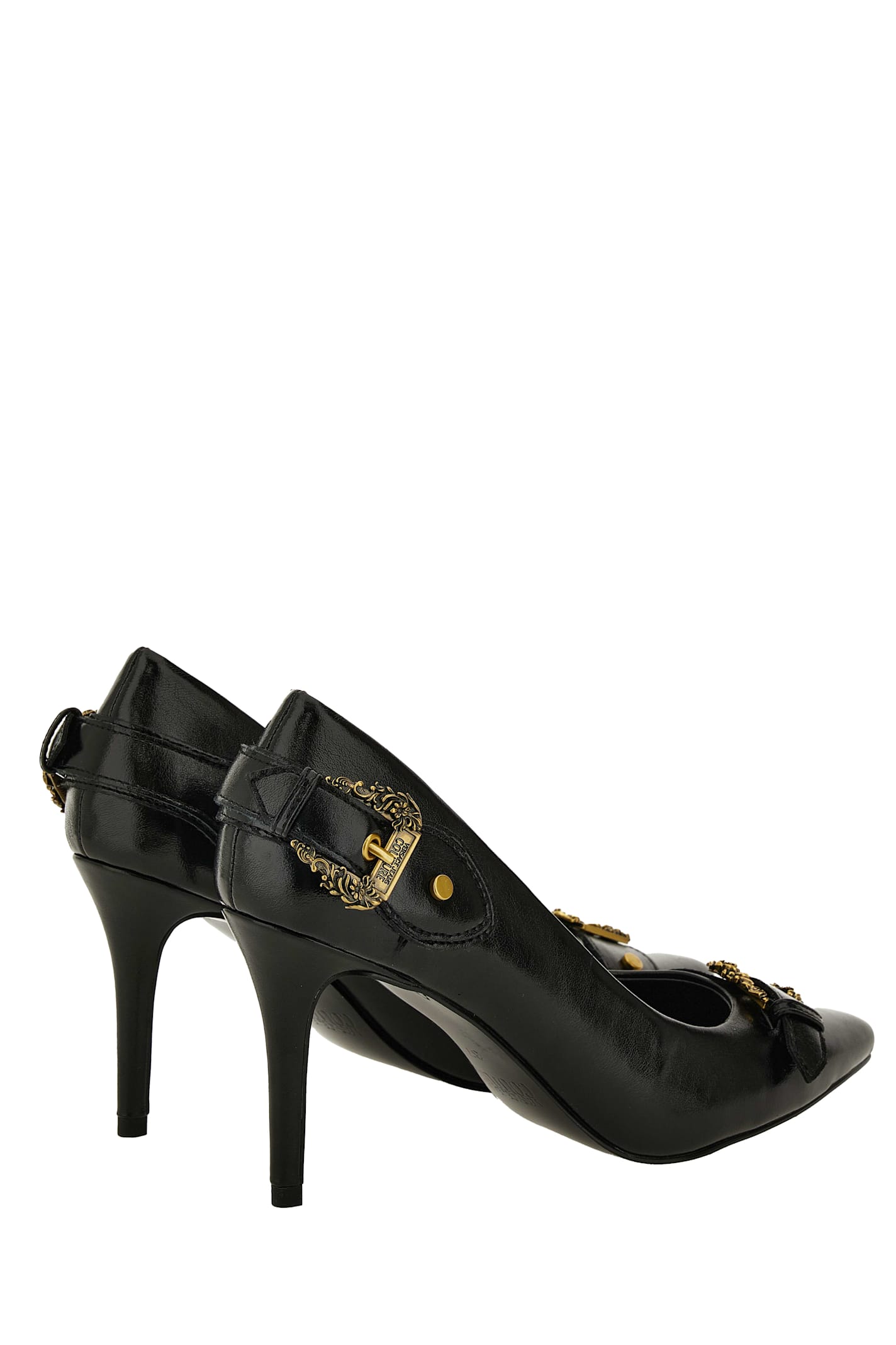 Versace Jeans Couture Scarlett Buckle-detail Pointed-toe Pumps In Black