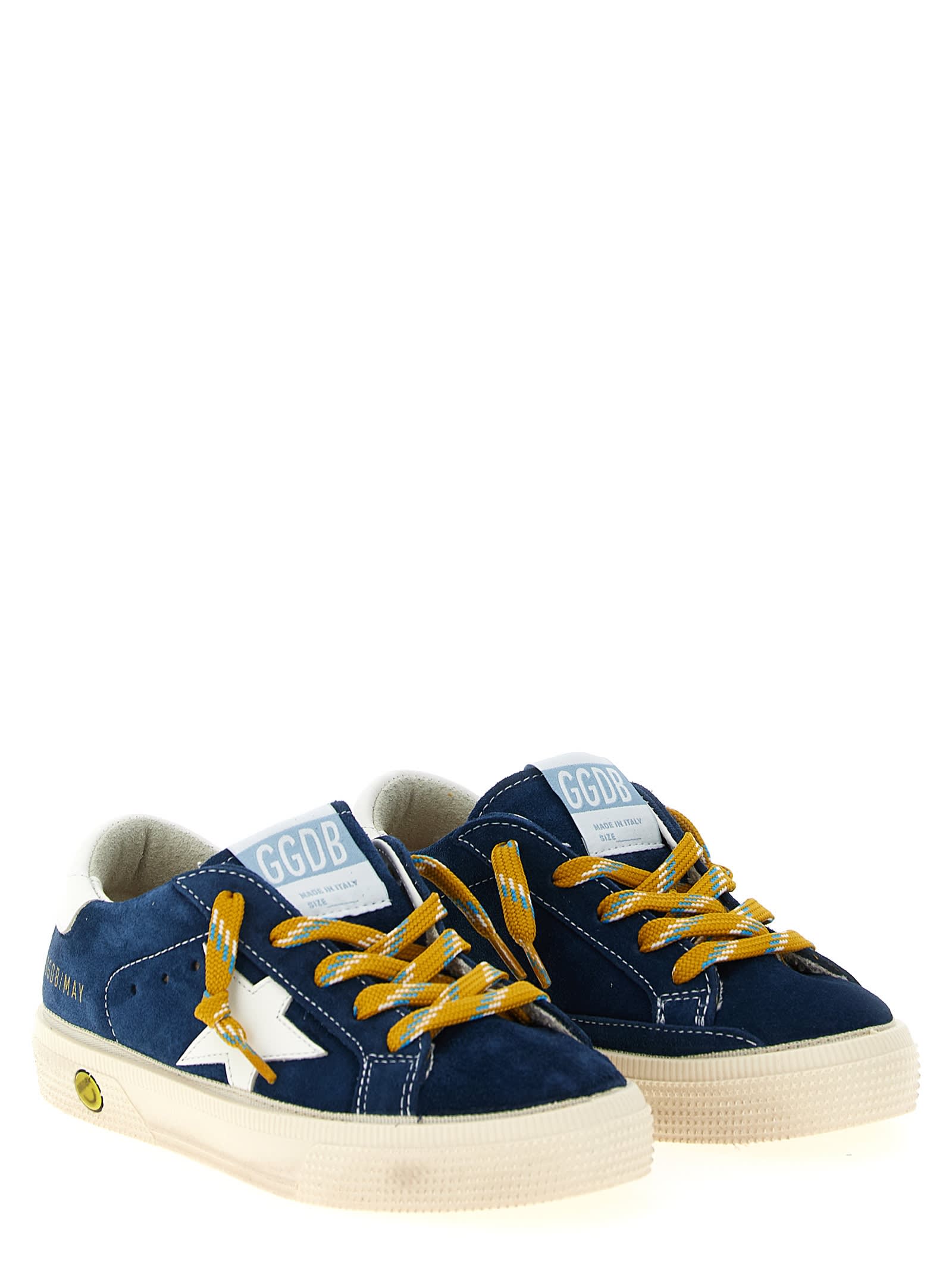 Golden Goose May Leather And Suede Sneakers In Blue