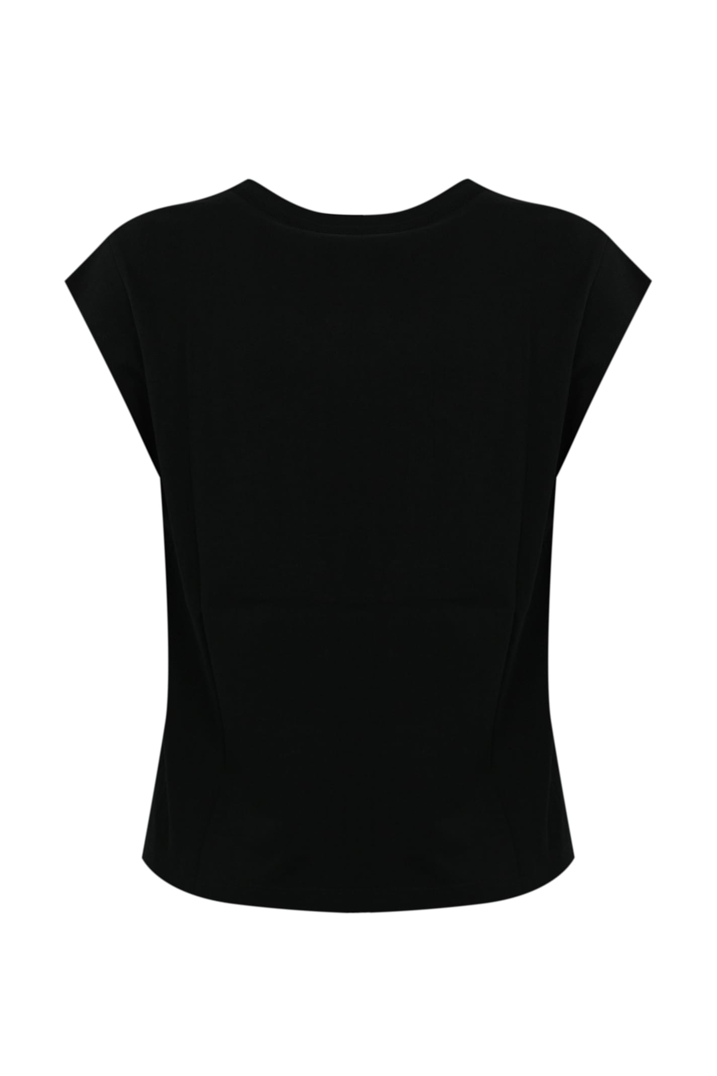 Twinset Cotton T-shirt With Lace Application In Nero