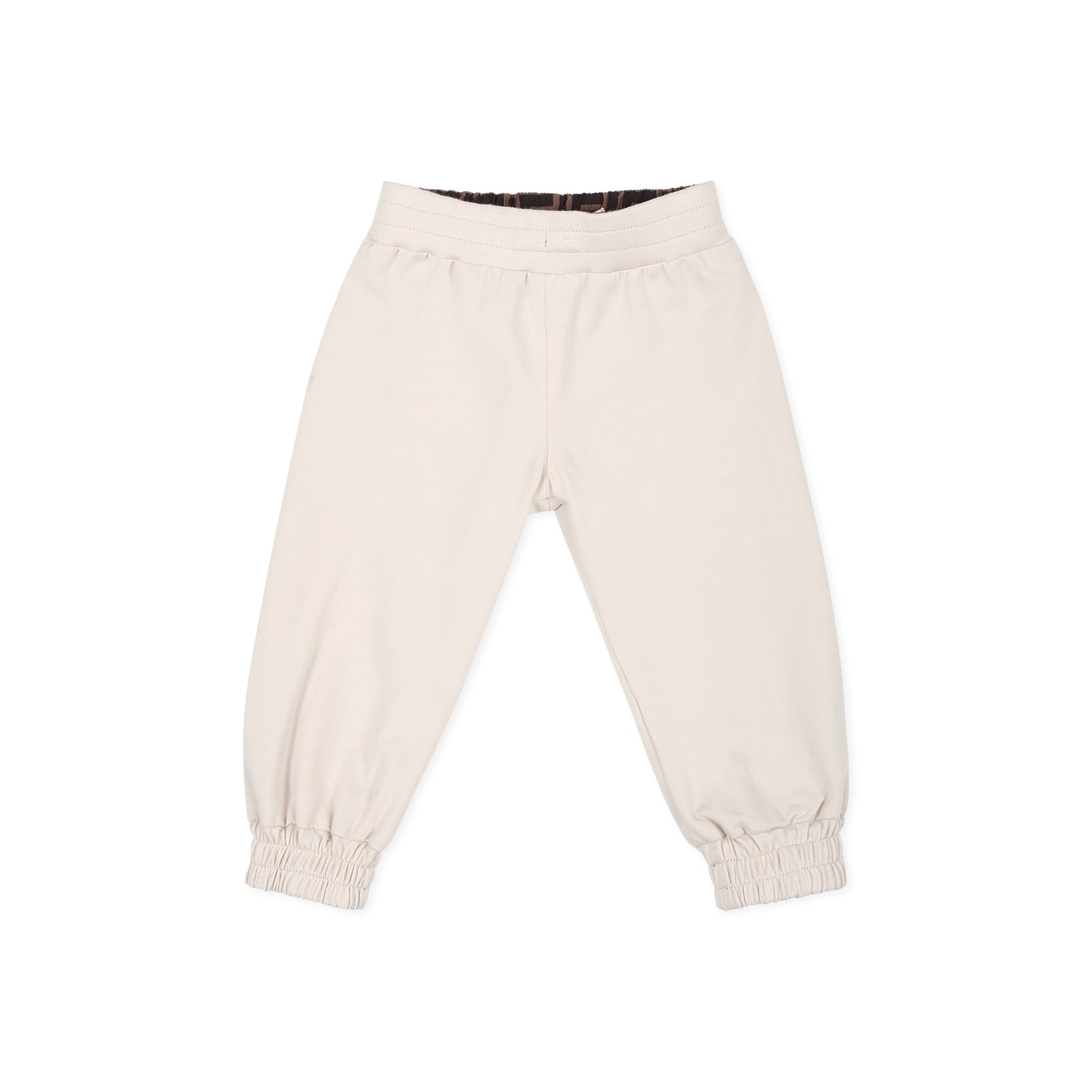 Fendi Beige Trousers For Bbay Boy With Ff In Brown