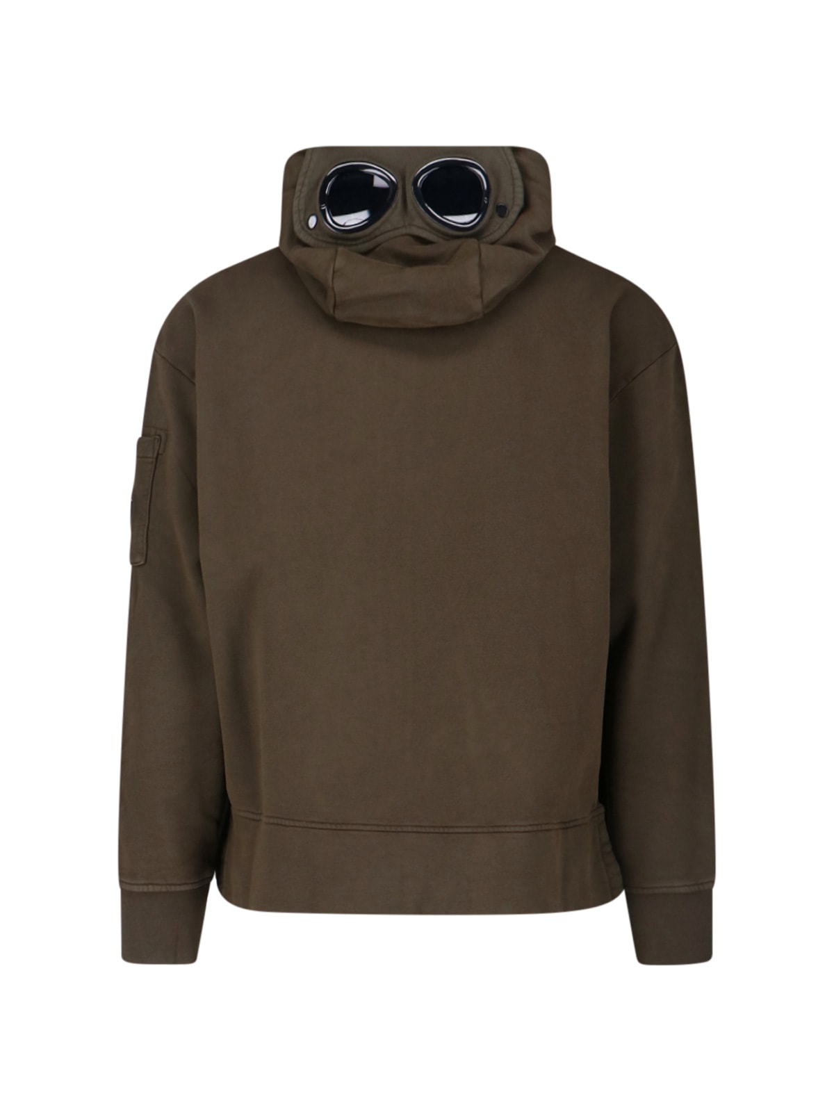 C.p. Company Men Sweatshirts Hooded Open In Brushed Emerized Diagonal Fleece In Green