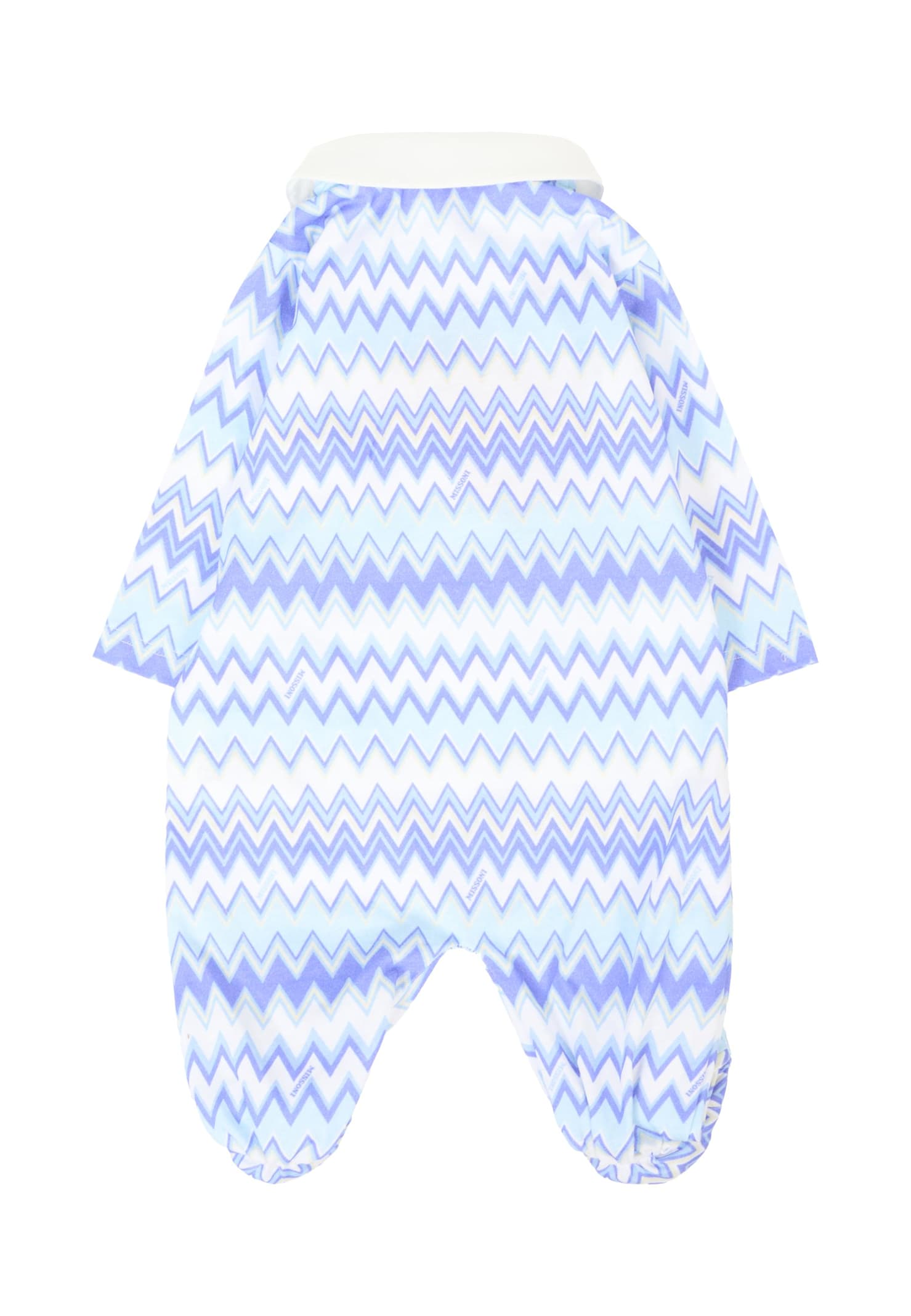 Missoni Blue Babygrow Set For Baby Boy With Chevron Pattern In Blue