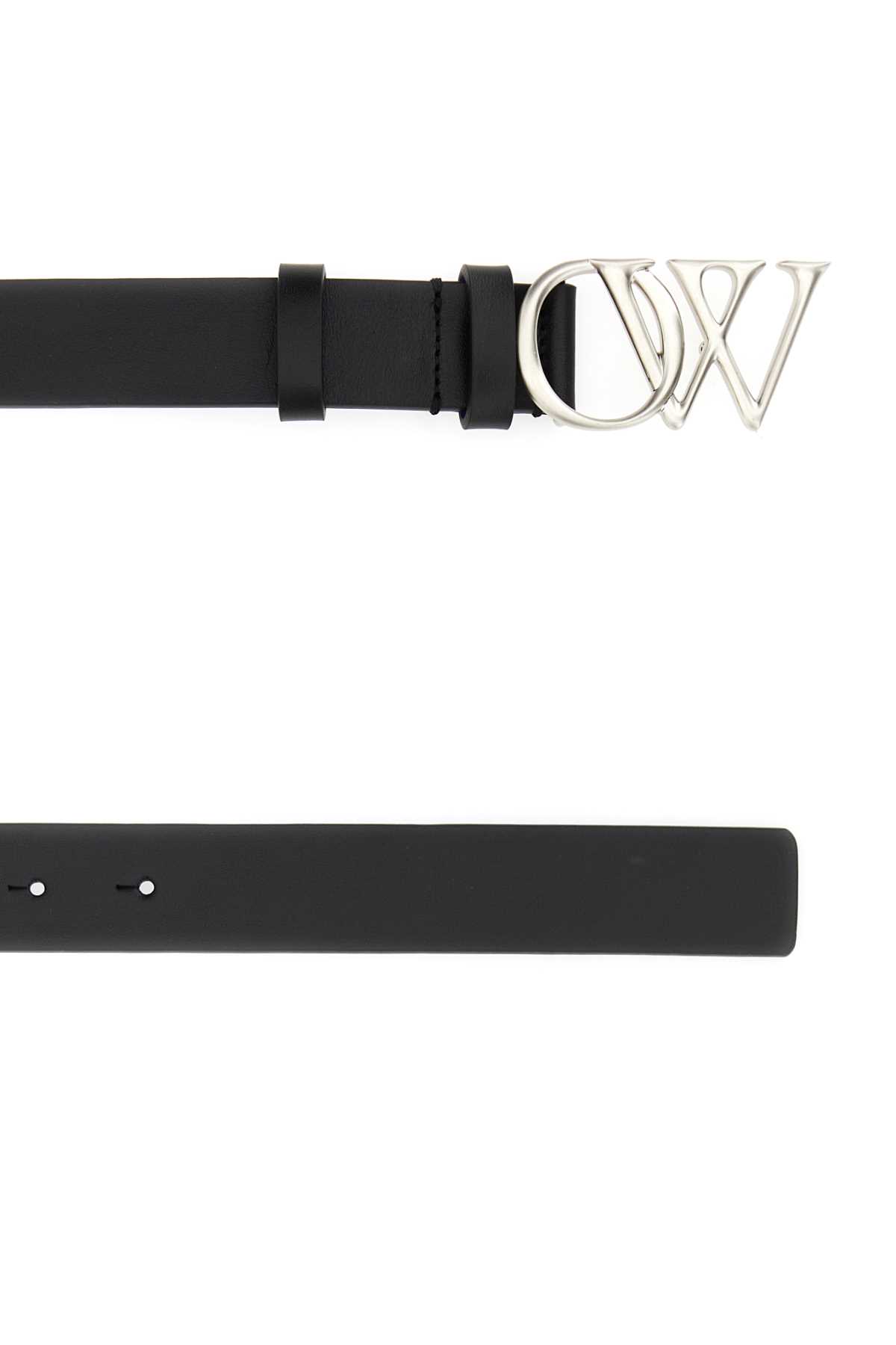 Off-white Black Leather Belt In Blacksilv