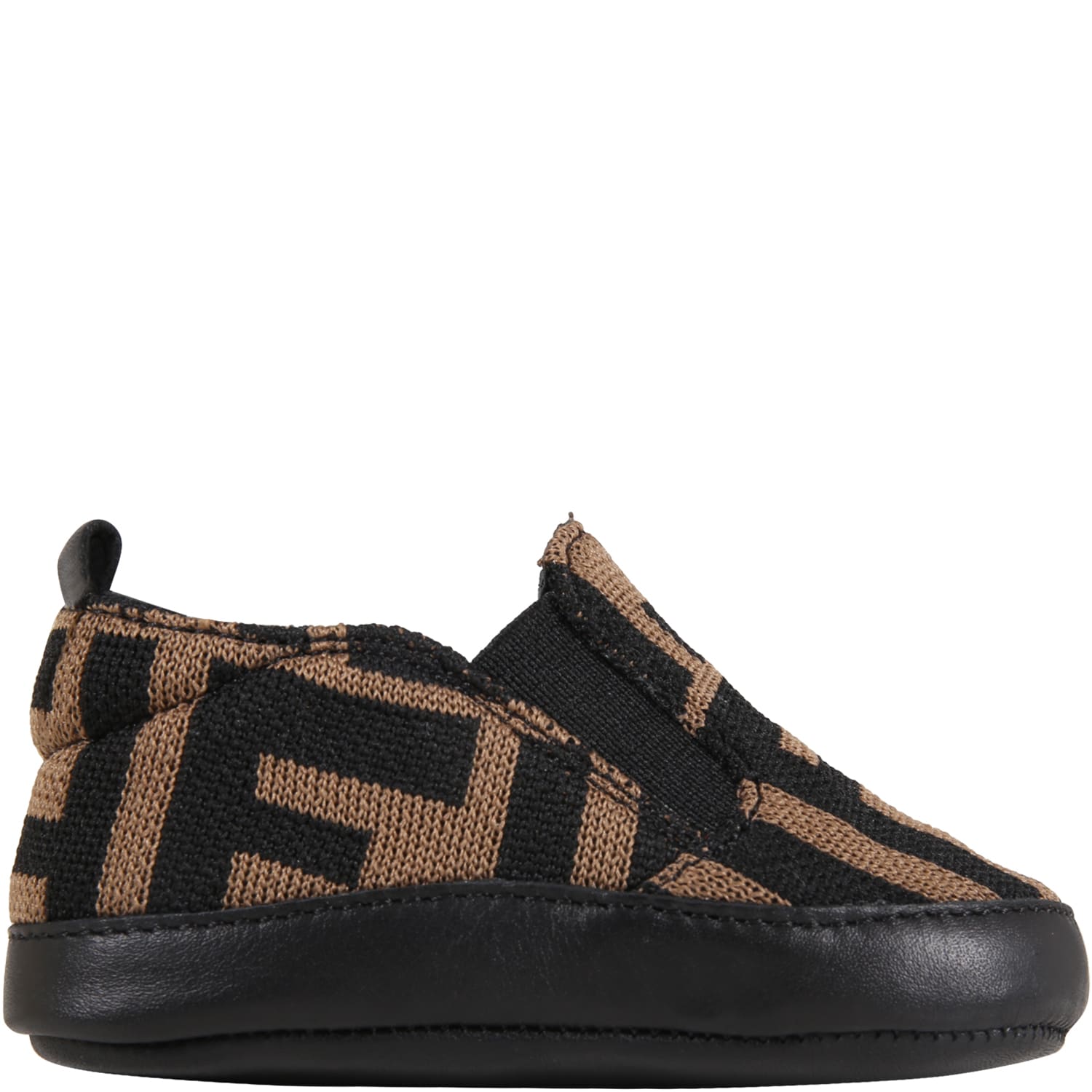 Fendi Brown Sneakers For Babykids With Double Ff