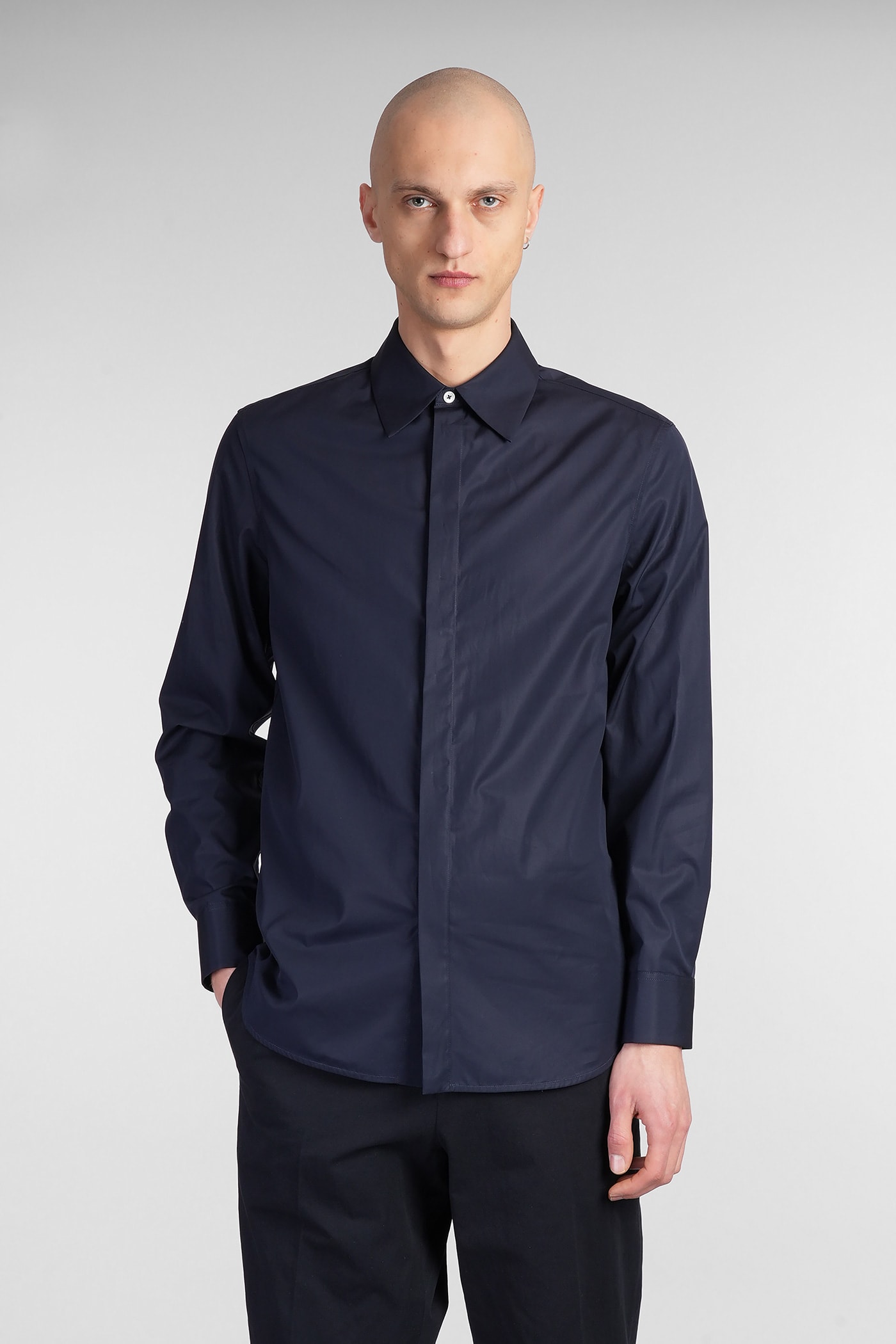 Jil Sander Long-sleeve Cotton Shirt In Blue
