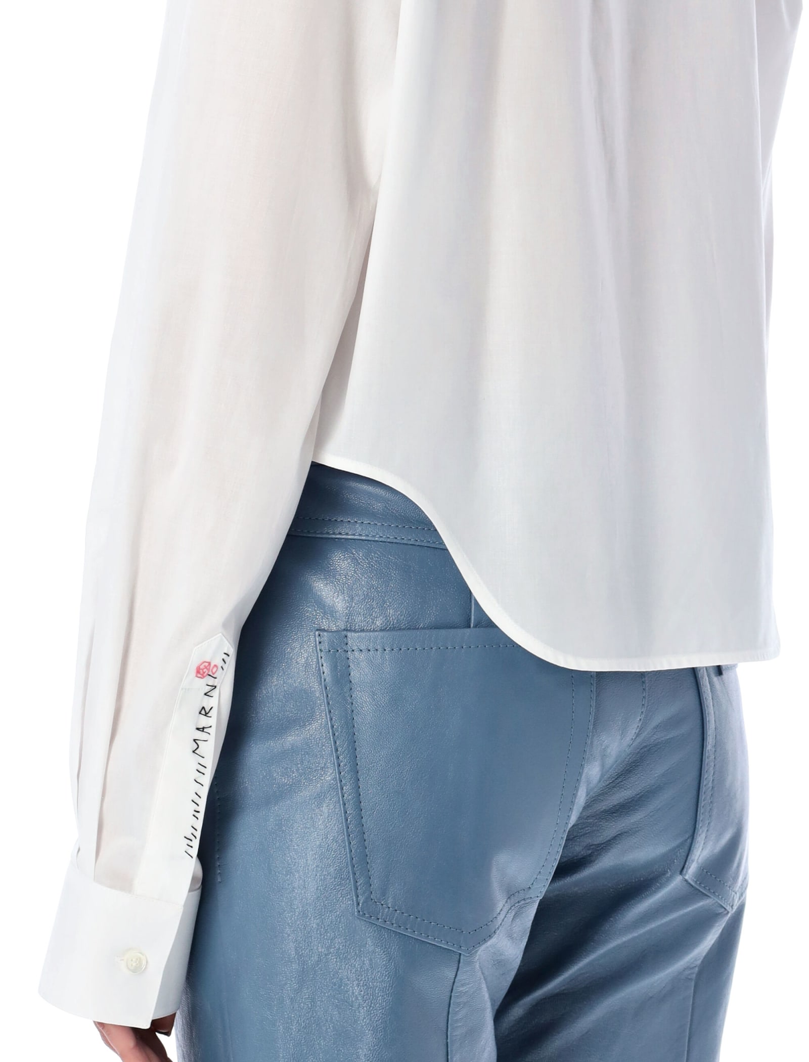 Shop Marni Cropped Shirt In White