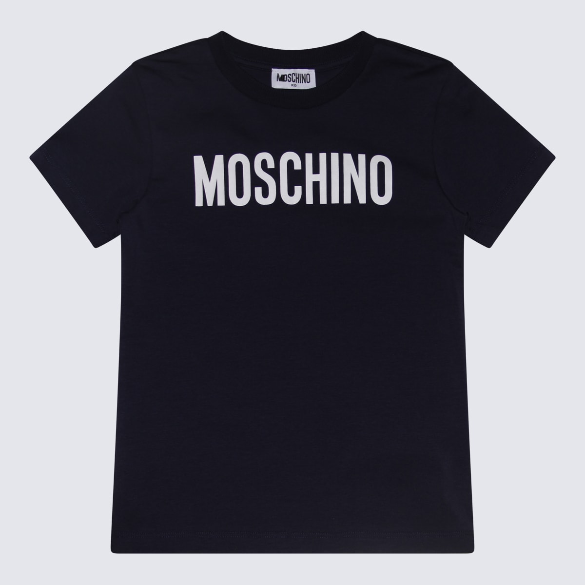 Shop Moschino Navy Blue And White Cotton T-shirt