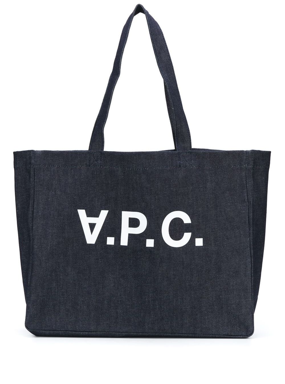 A.P.C. Daniela Blue Denim Shopper Bag With Logo Print A.p.c Man