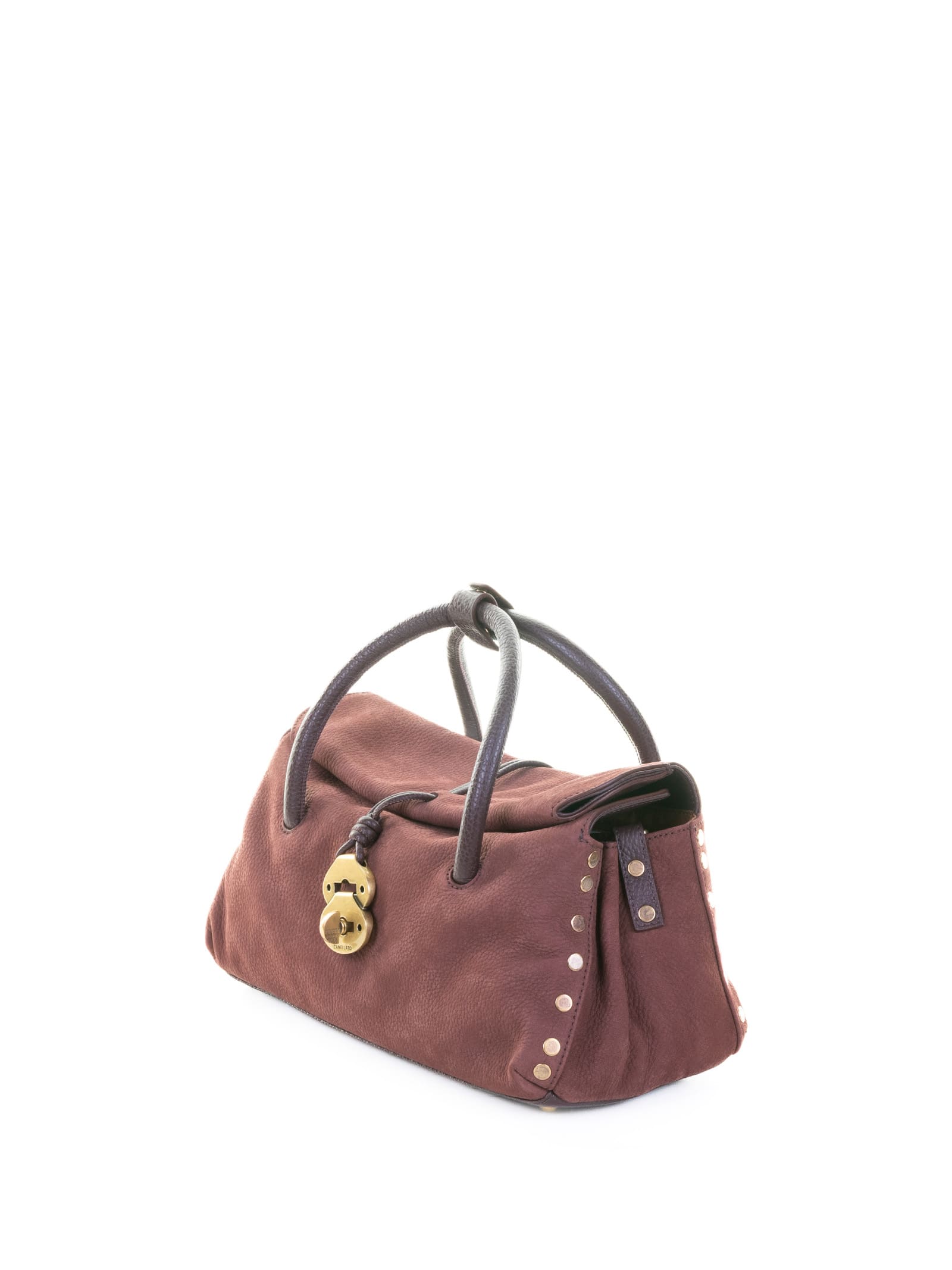Zanellato Structured Red Calfskin Handbag With Gold-tone Clasp In Pink