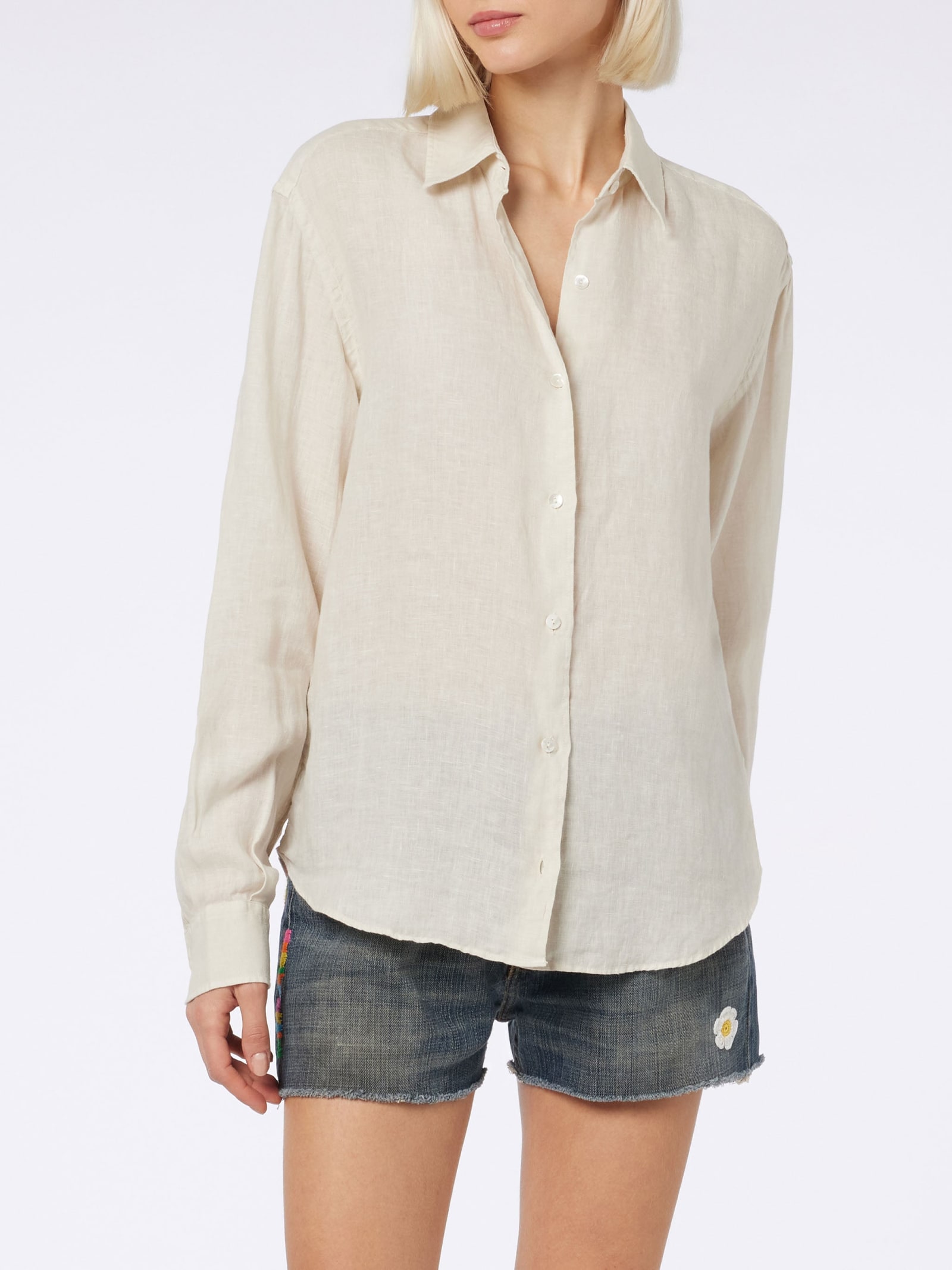 Mc2 Saint Barth Woman Off-white Linen Shirt Meredith In White