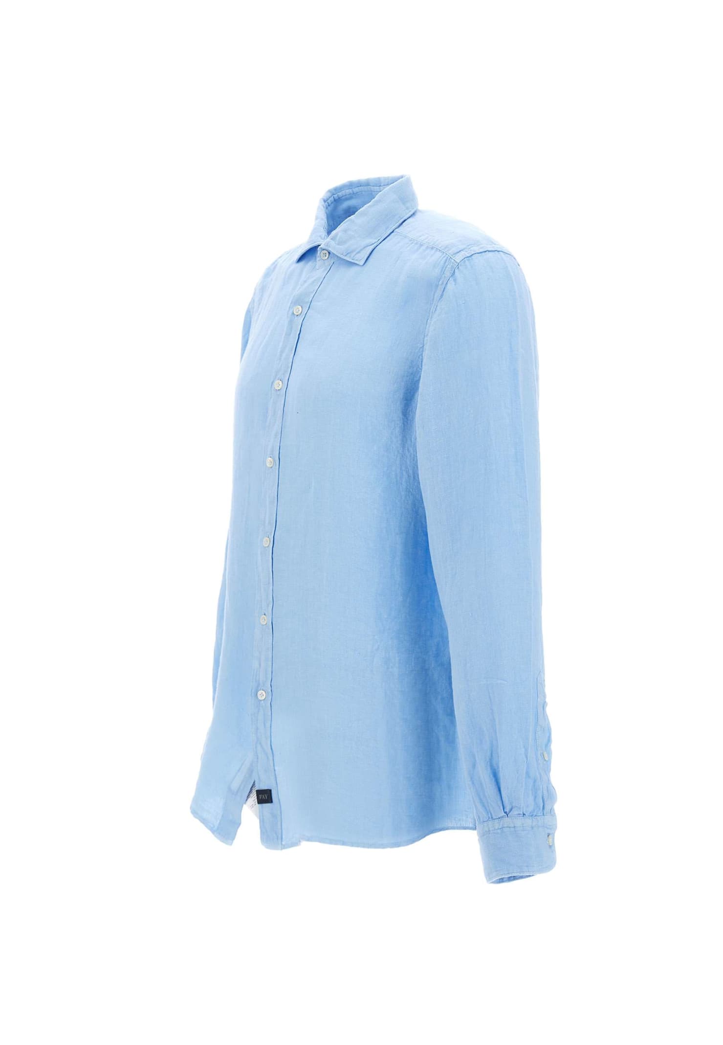 Shop Fay Linen Shirt In Clear Blue