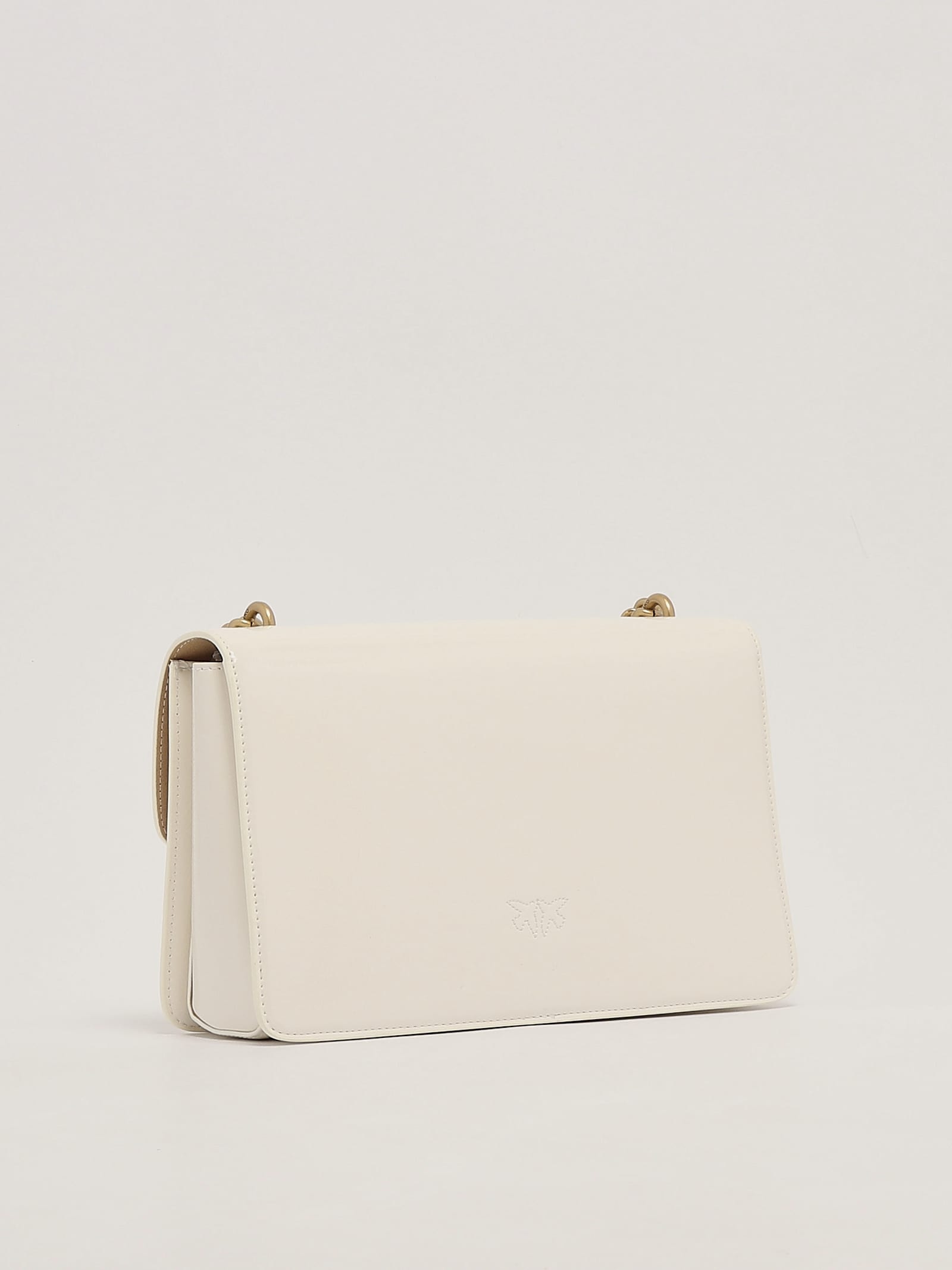 Shop Pinko Love One Classic Light Clutch In Bianco