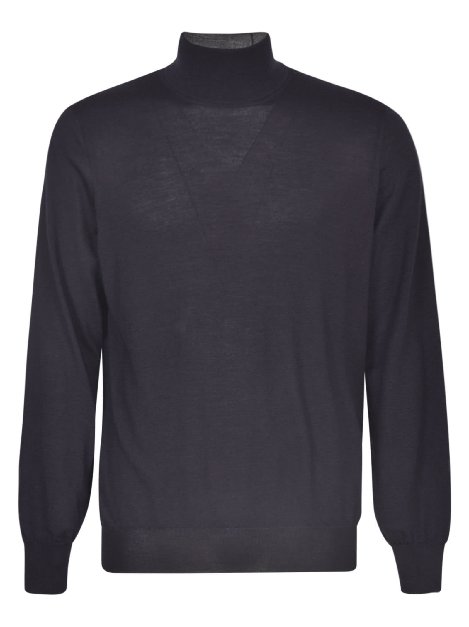 Shop Brunello Cucinelli High Neck Jumper In Navy/grey