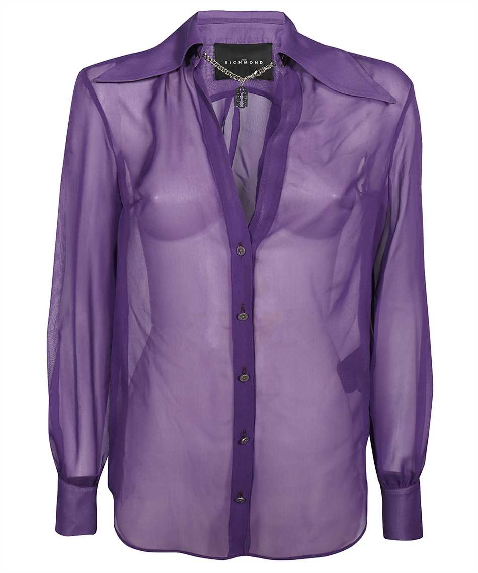 John Richmond Long-sleeved Button-cuff Shirt In Purple