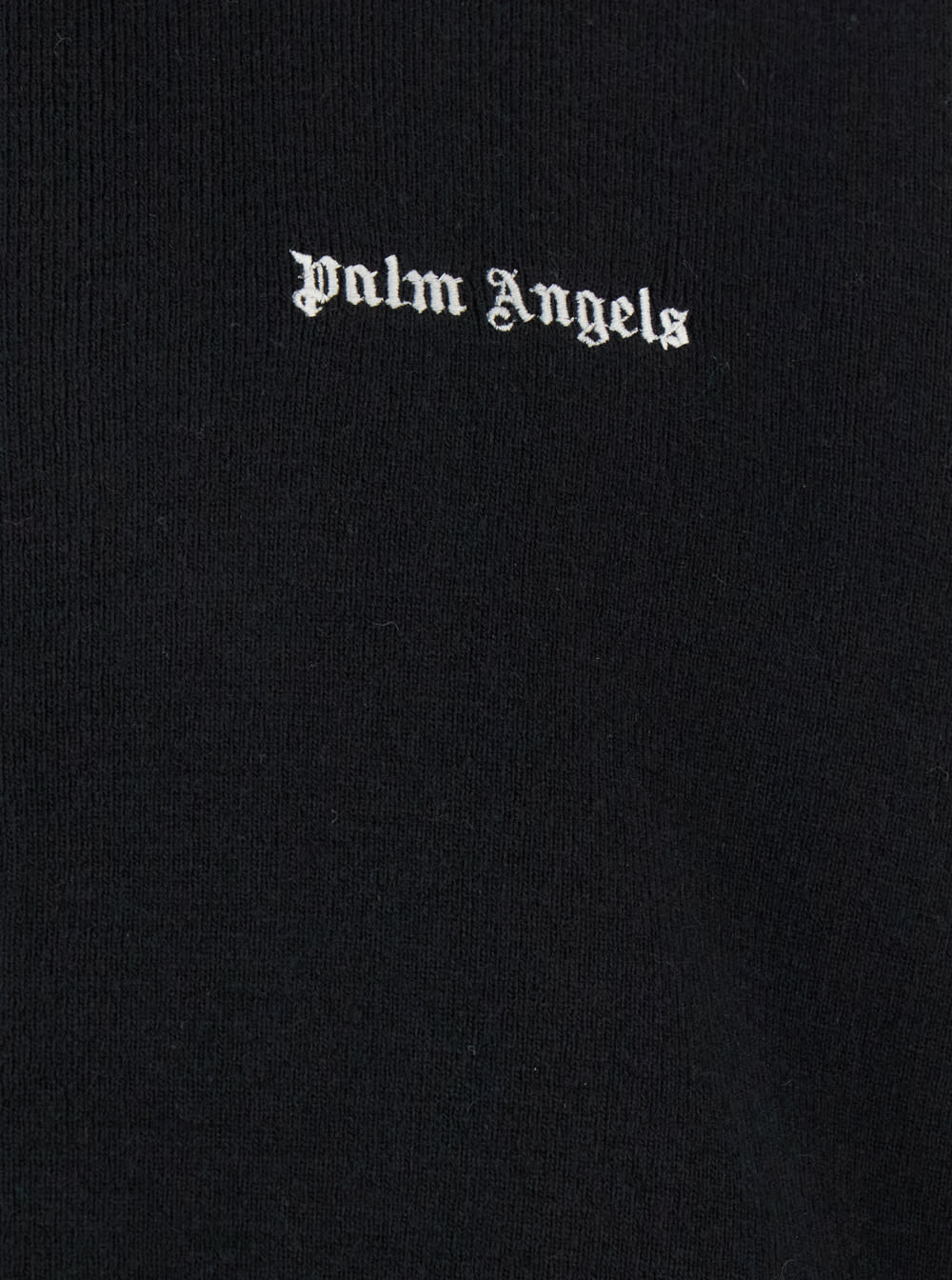 Shop Palm Angels Black High Neck Sweatshirt With Logo Lettering On The Front In Wool Blend Man