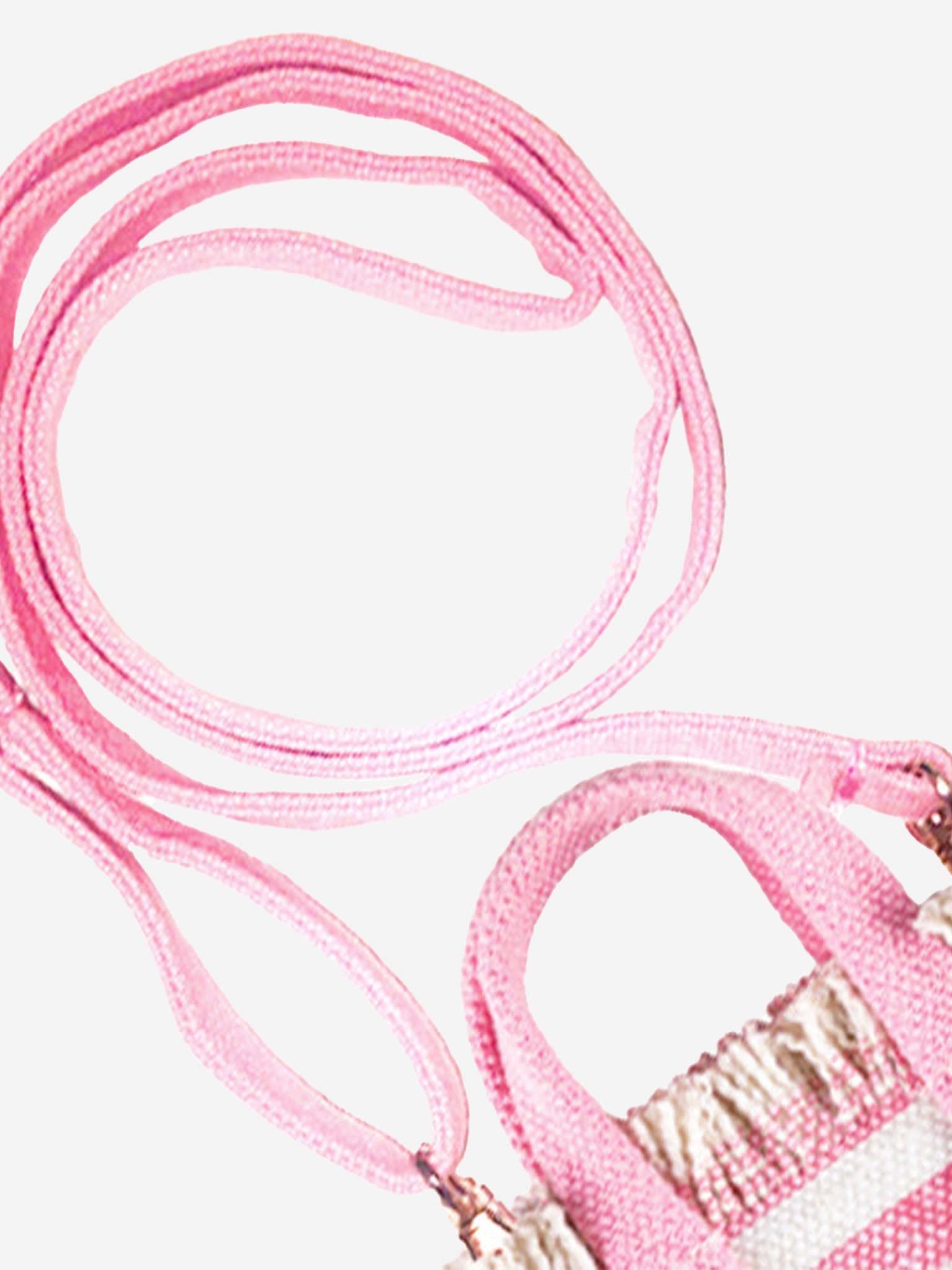 Mc2 Saint Barth Pink Striped Cotton Canvas Key Holder In Pink