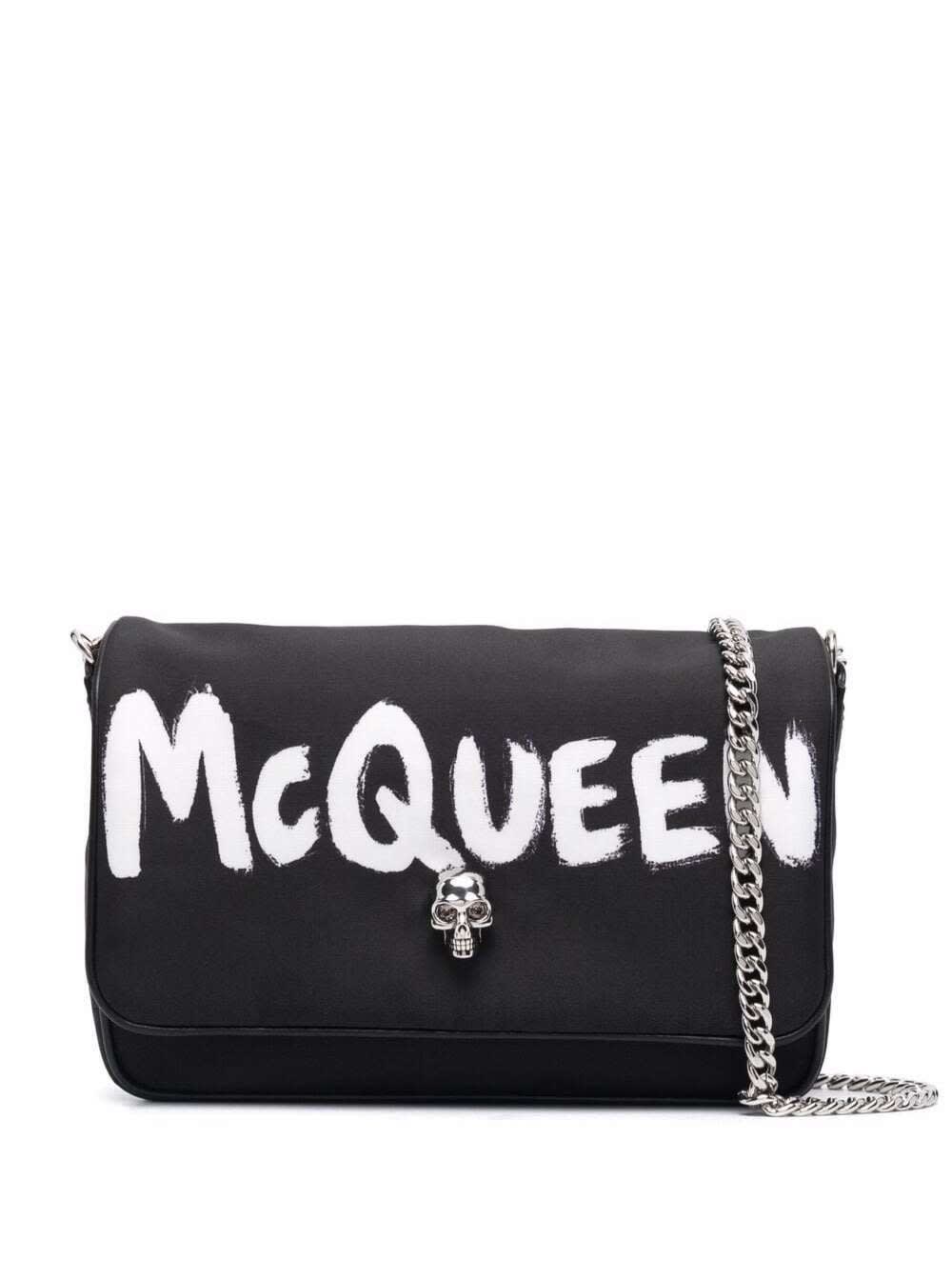 Alexander McQueen Graffiti Crossbody Bag In Black Nylon