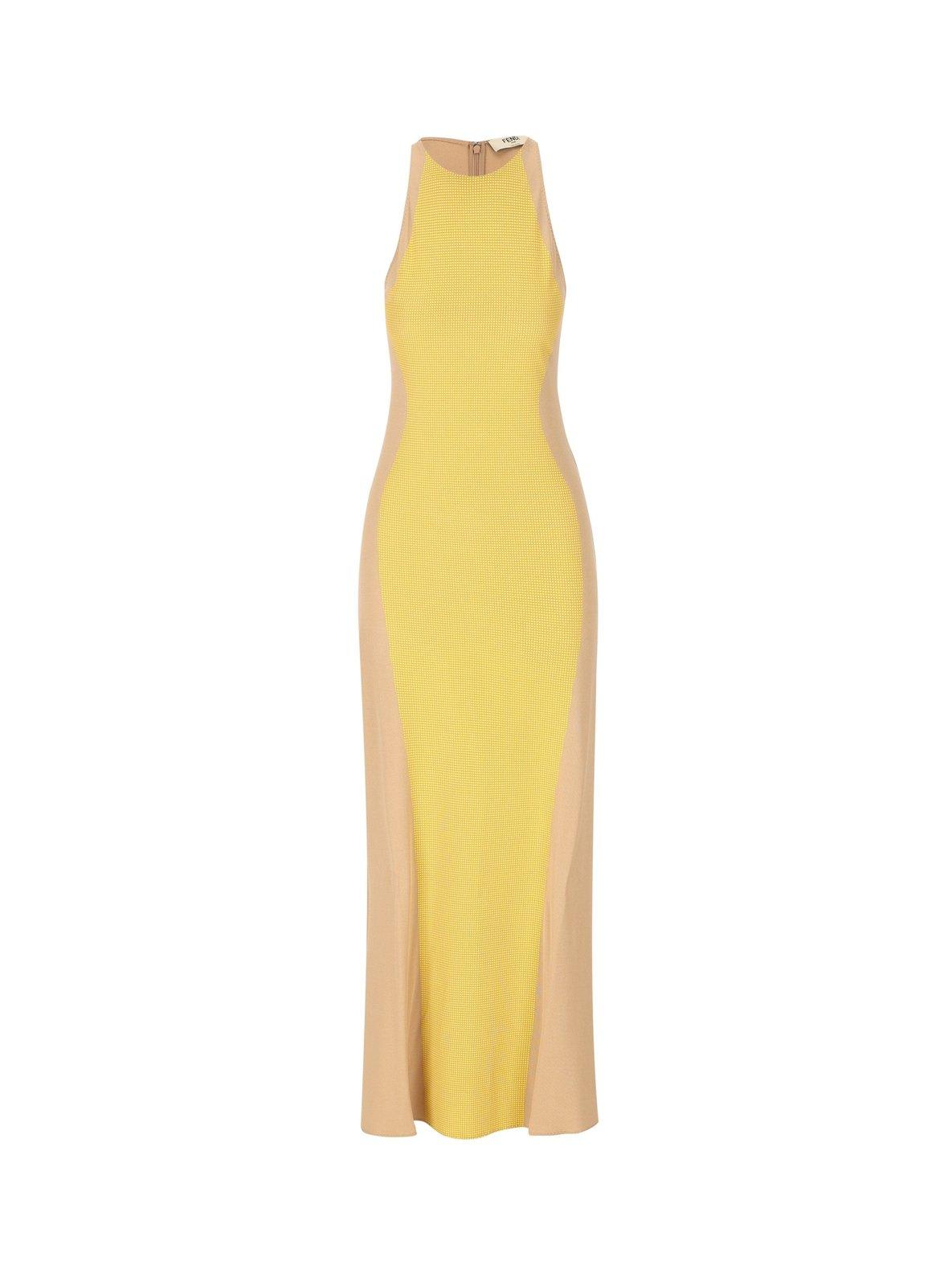 Shop Fendi Sleeveless Colour-block Maxi Dress