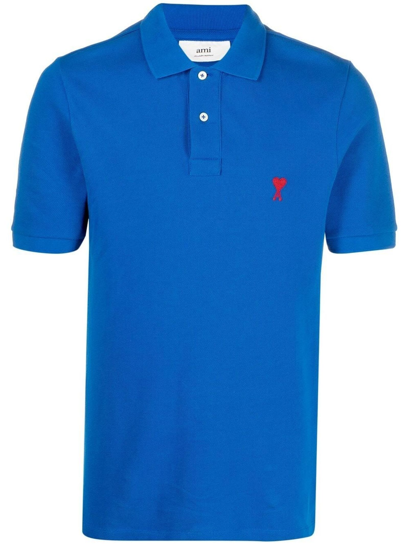 Ami Alexandre Mattiussi Blue Organic Cotton Polo Shirt