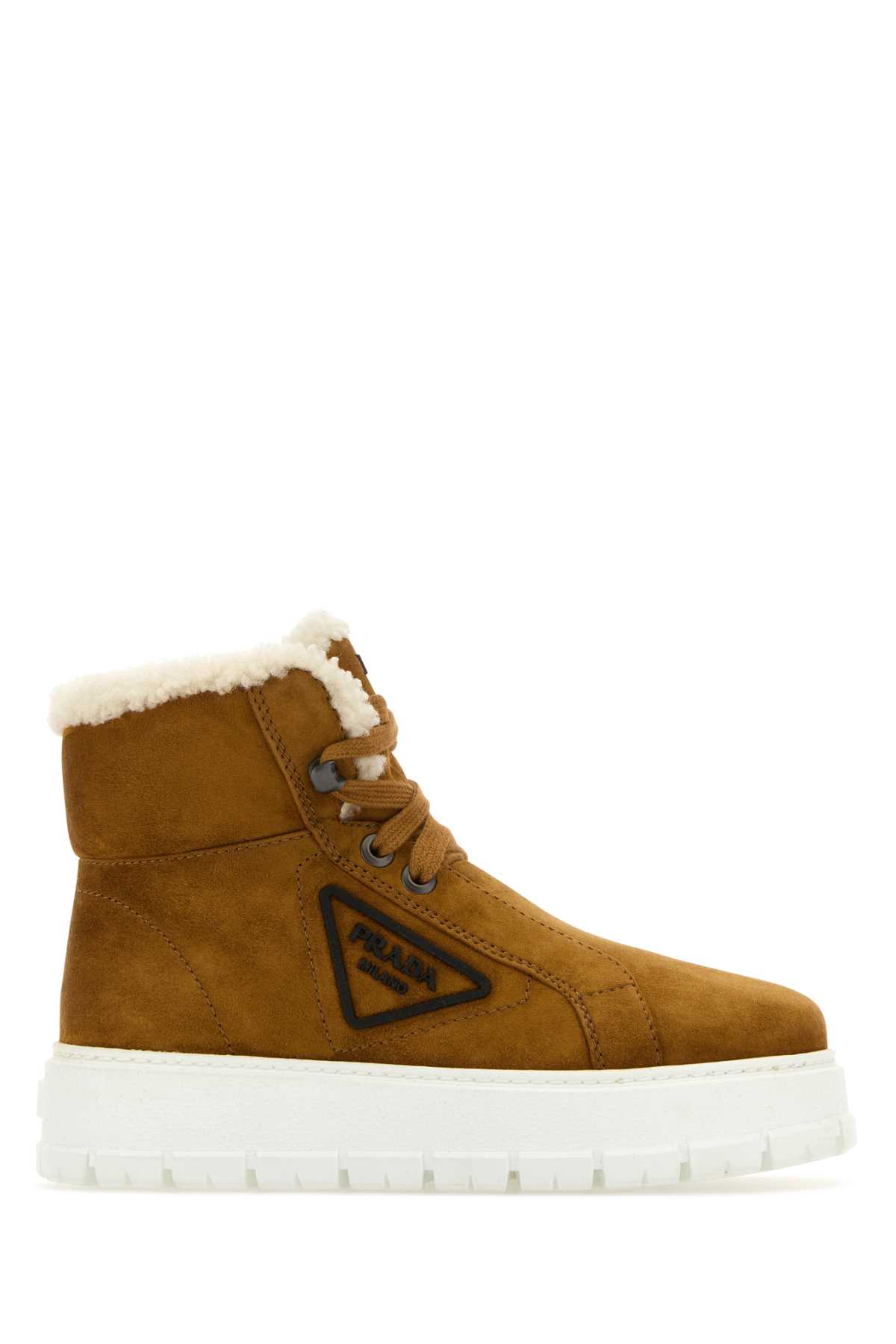 Prada Camel Suede Ankle Boots