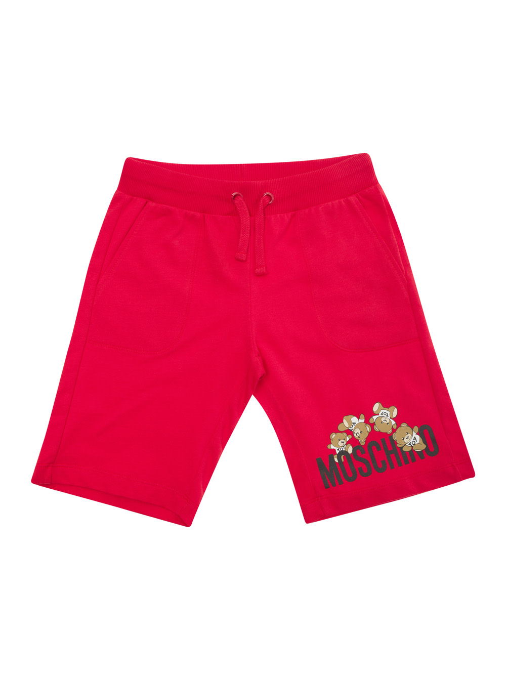 Shop Moschino Red Shorts With Logo Print And Drawstring In Cotton Boy