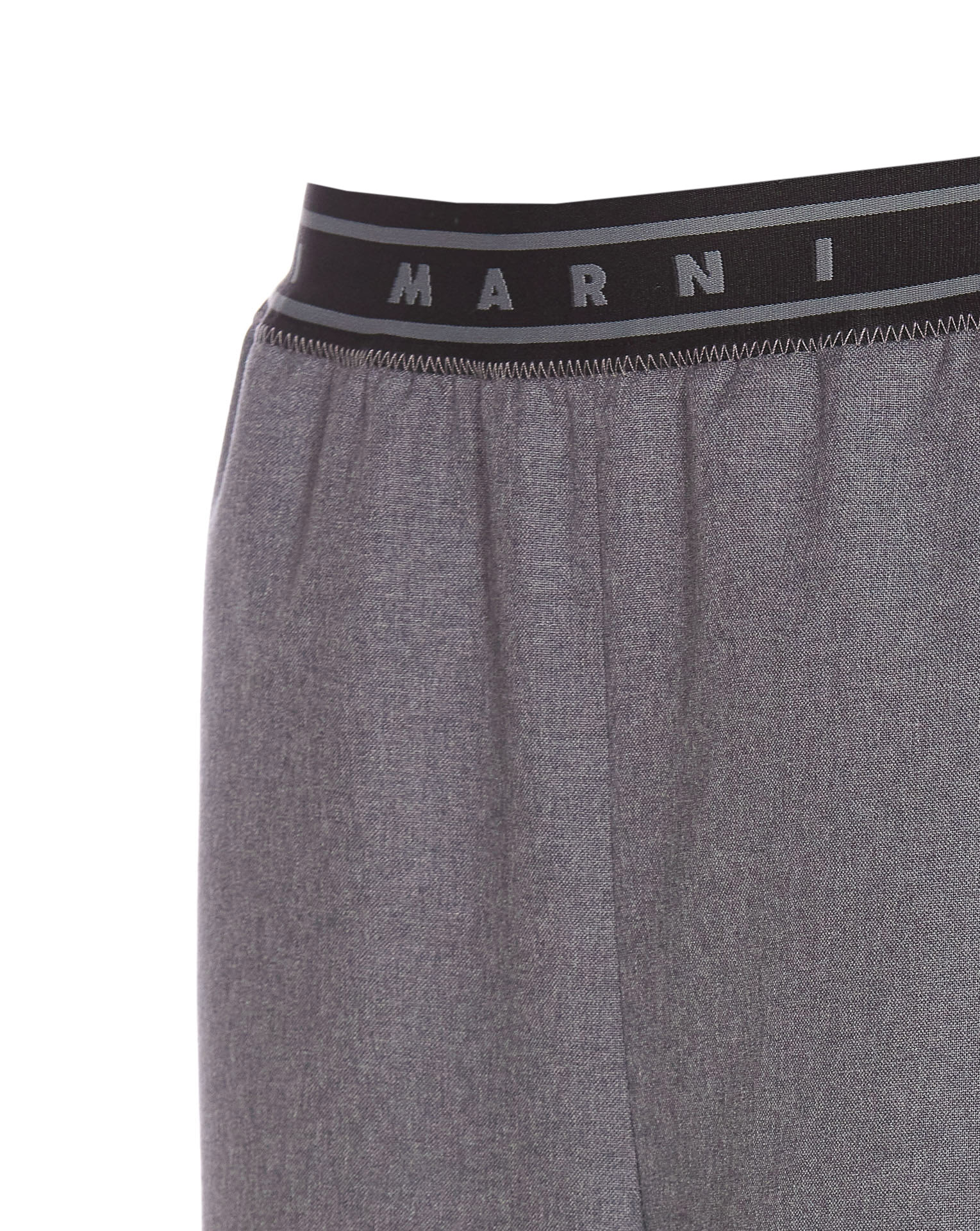 Marni Elastic Waistband Wide Leg Trousers With Side Pockets In Grey