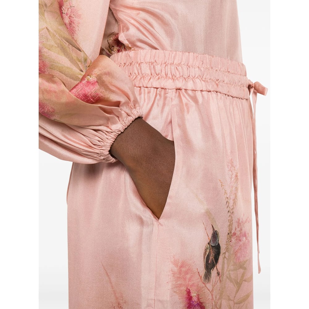 Zimmermann Cascadian Silk Wide Leg Pants In Pink