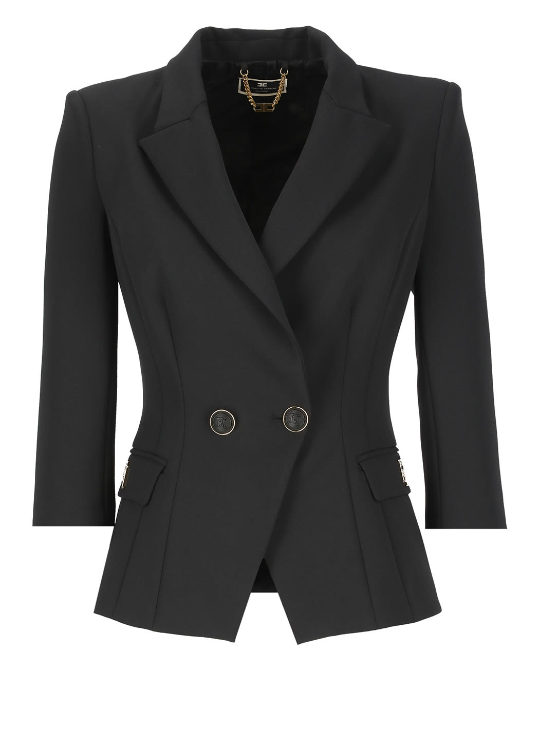 Elisabetta Franchi Crepe Blazer In Black