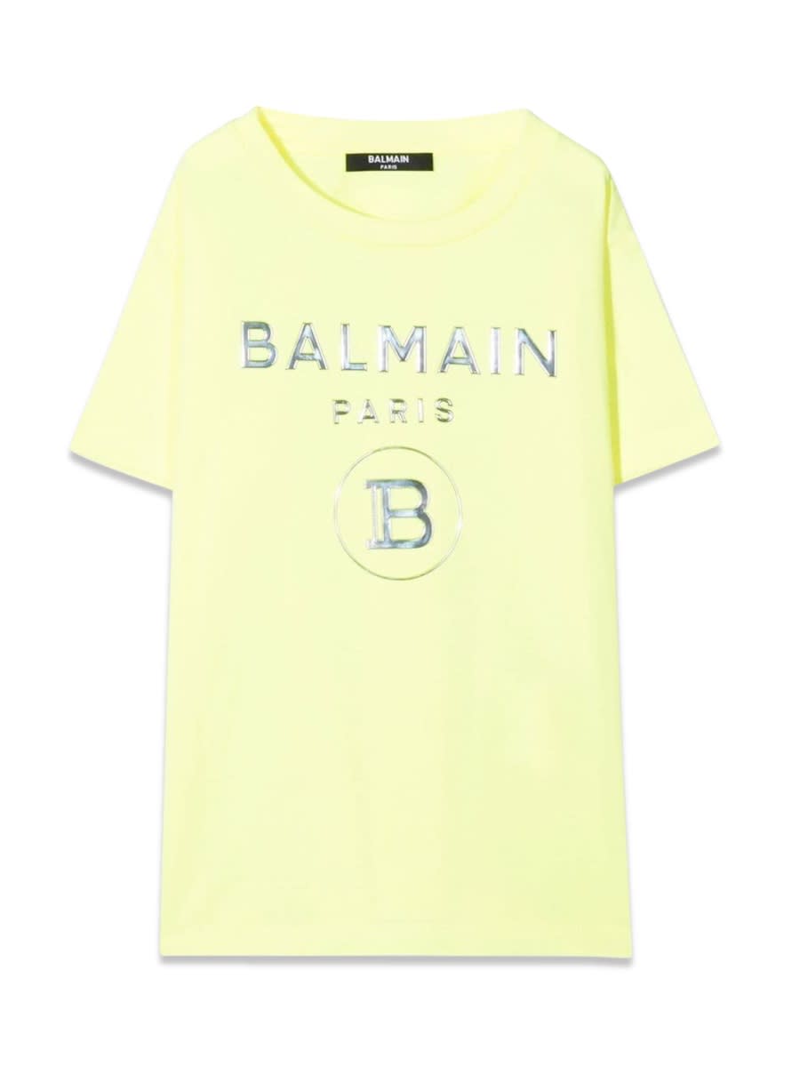 Shop Balmain T-hisrt With Logo In Yellow