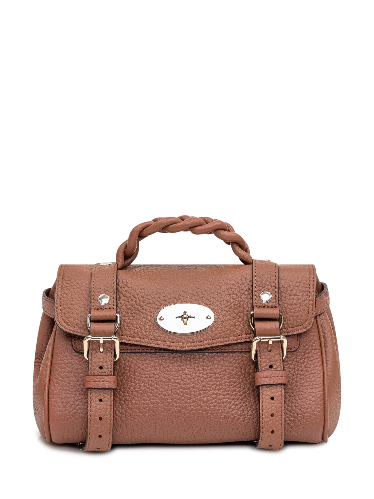 Shop Mulberry Mini Bag Alexa Heavy Grain In Chestnut