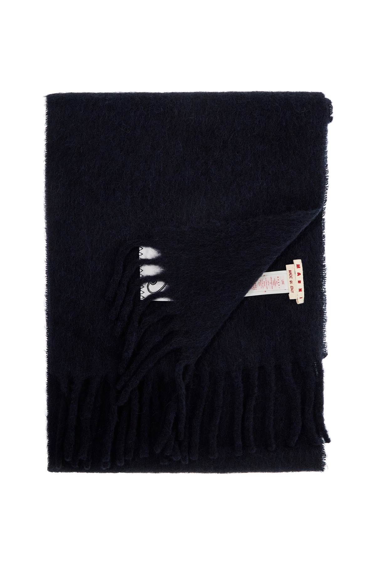 Marni Midnight Blue Alpaca Blend Scarf In Blublack