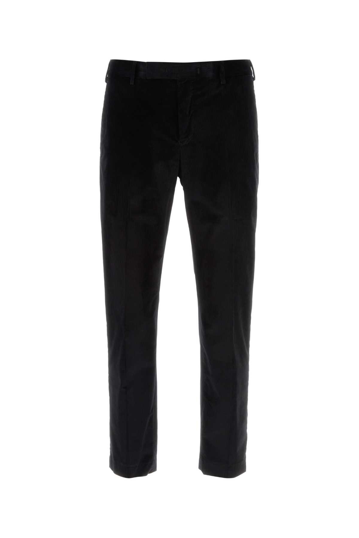 Pt Torino Black Stretch Corduroy Pant In Black