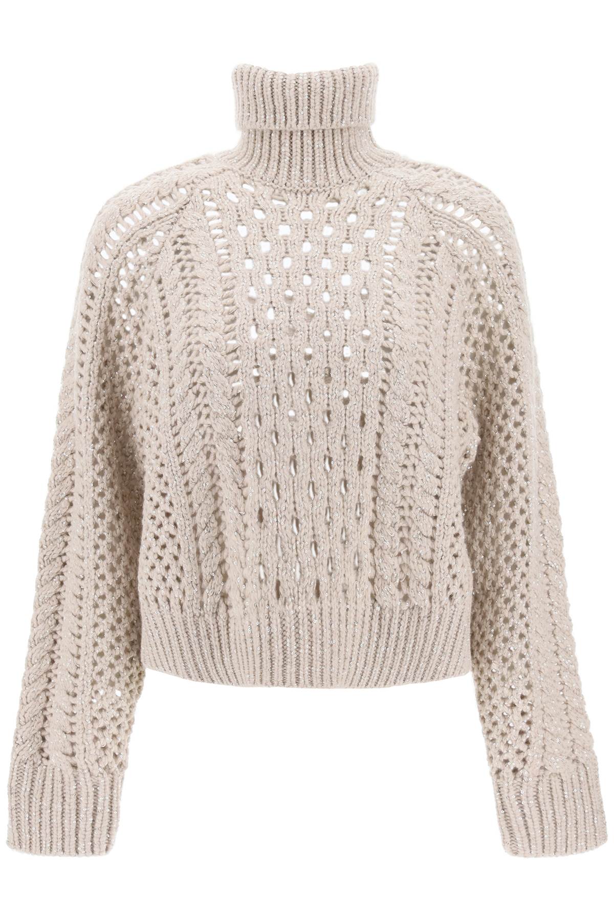 Brunello Cucinelli Dazzling Irish Cables Cropped Sweater