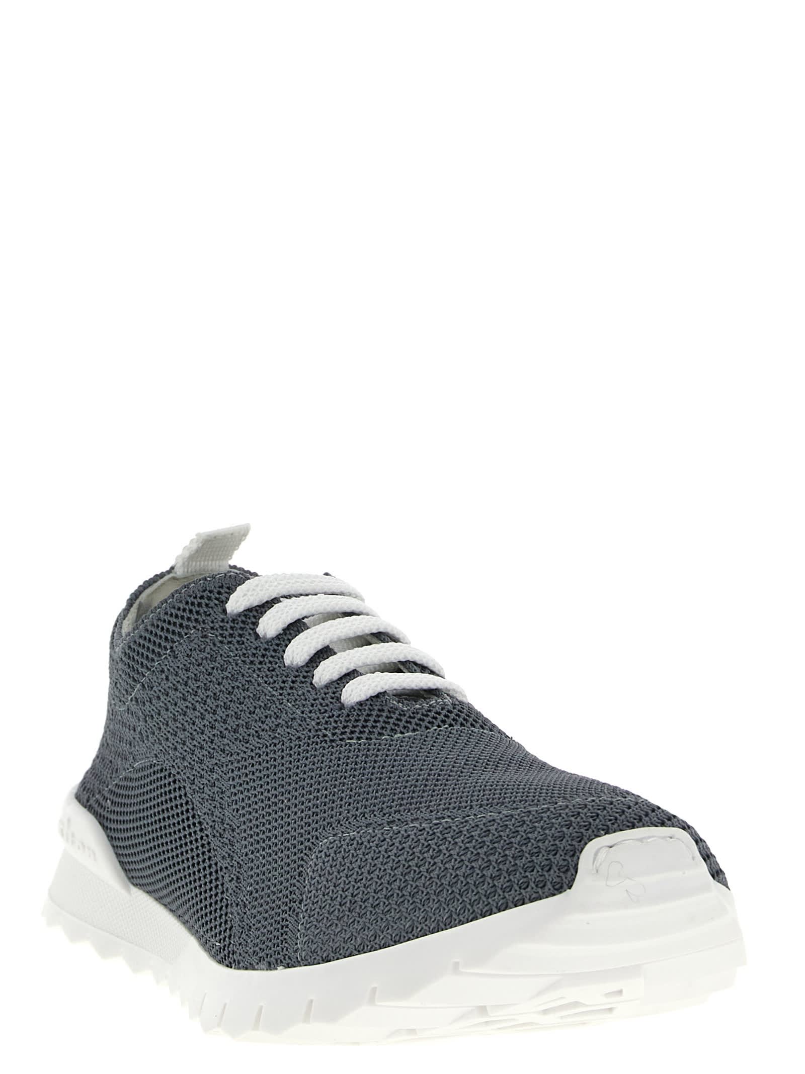 Kiton Fits Sneakers Round Toe Knit Upper In Gray