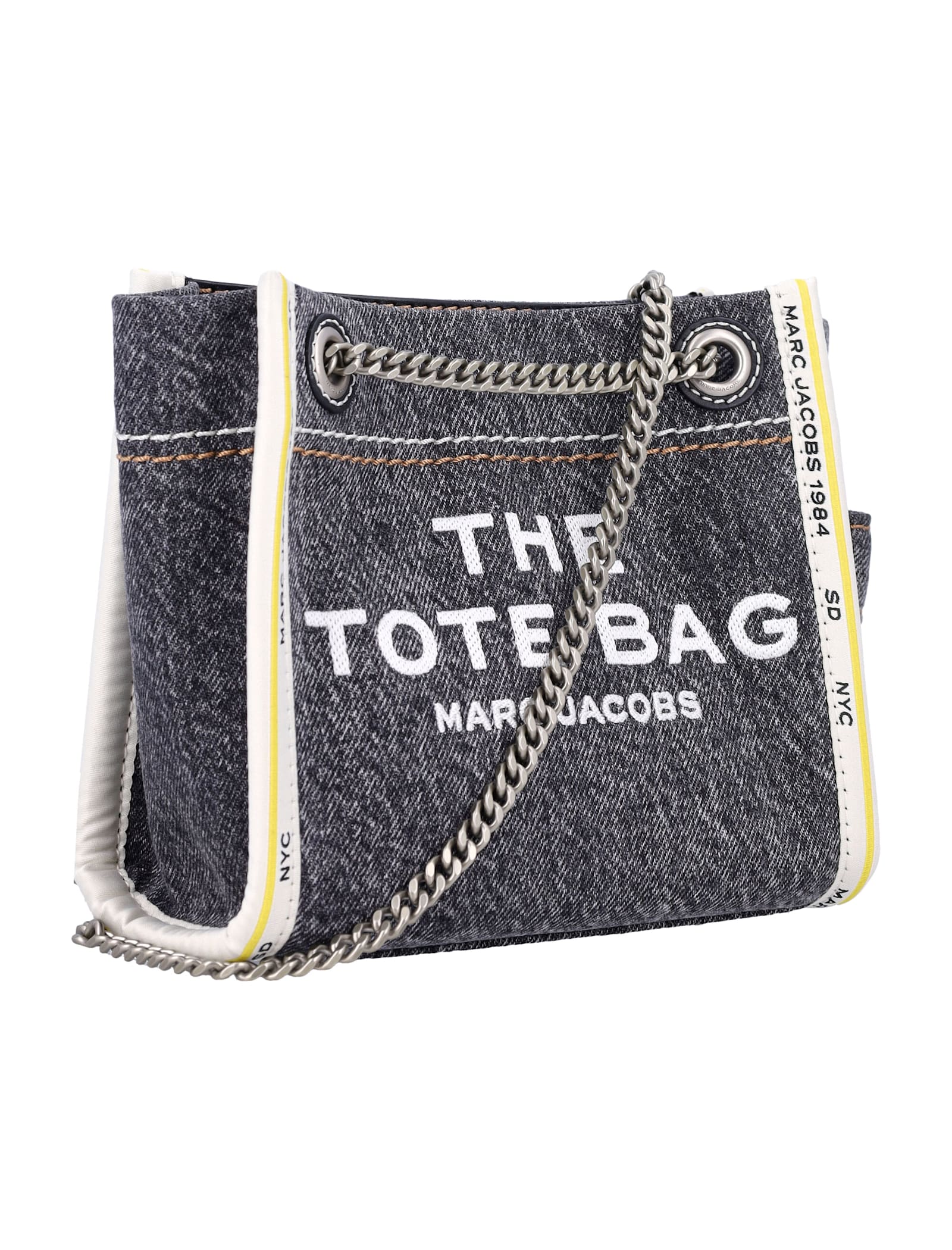 Shop Marc Jacobs The Mini Tote Bag Denim In Black Wash