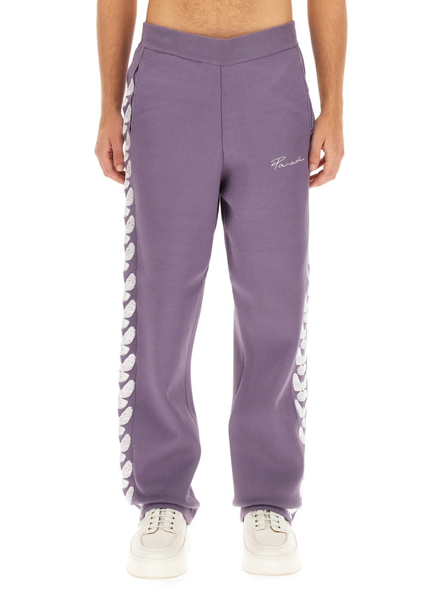 Shop 3paradis Jogging Pants With Logo In Purple