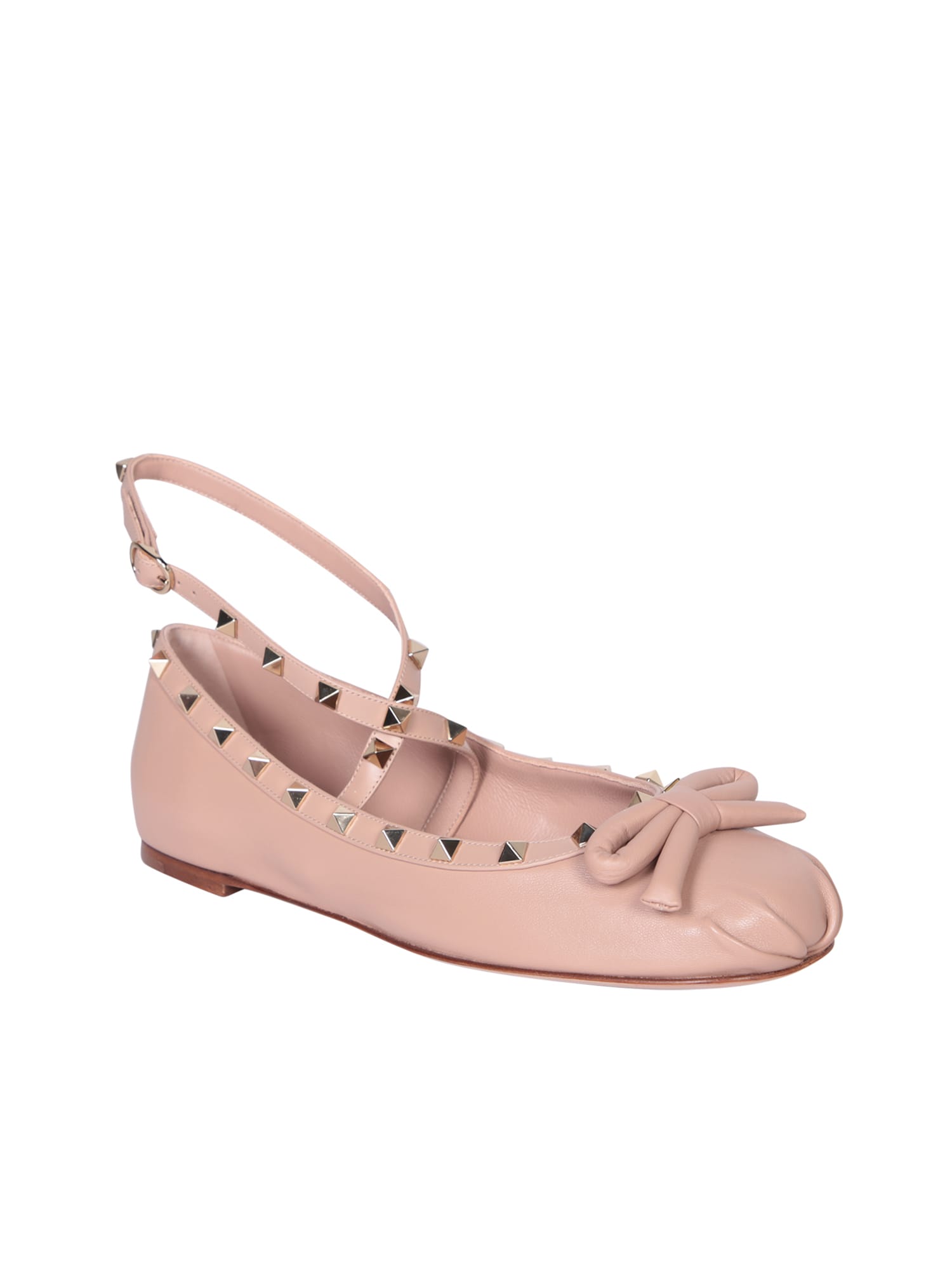 Shop Valentino Rockstud Pink Ballerine