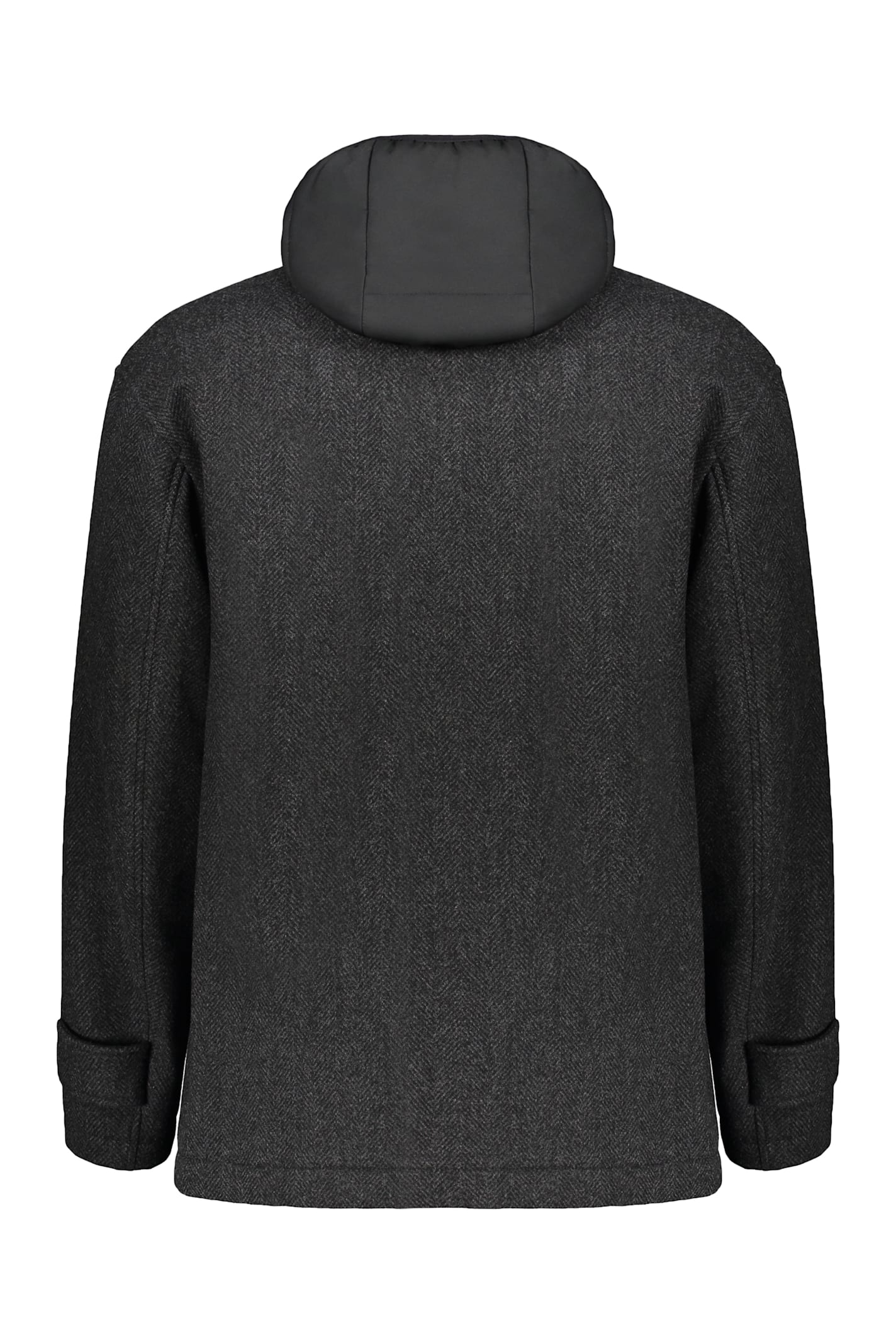 Herno Minimalist Virgin Wool Jacket With High Collar In Black