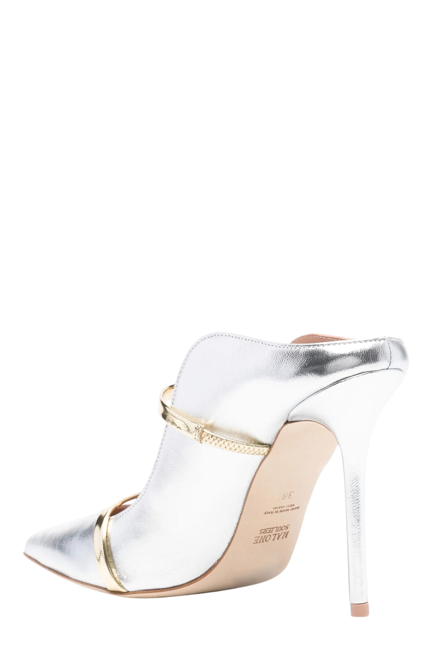 Malone Souliers Decollete Mules With Metallic Nappa In Silver