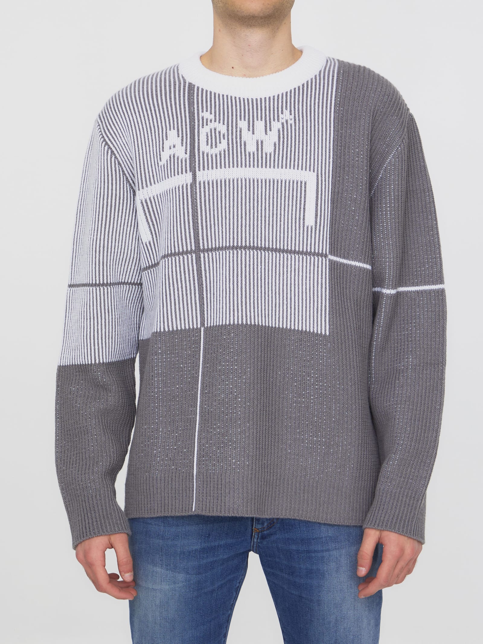 Shop A-cold-wall* Grid Sweater In Grey