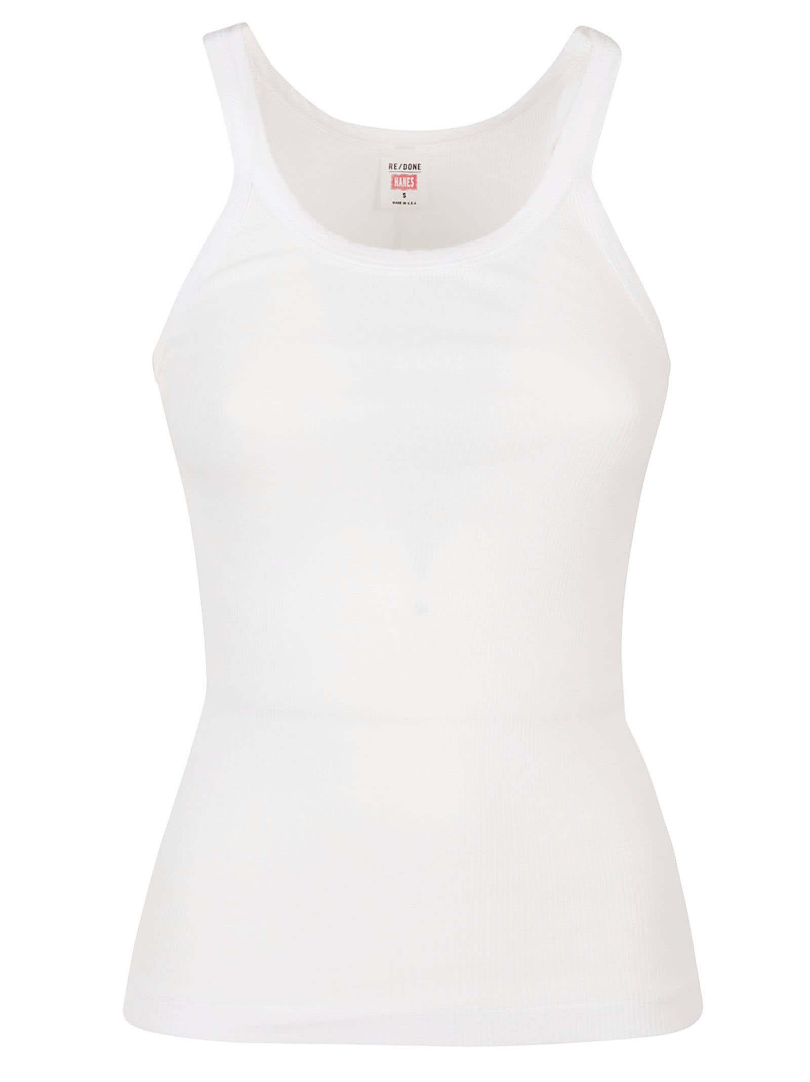 Shop Re/done Ribbed Tank In Optic White