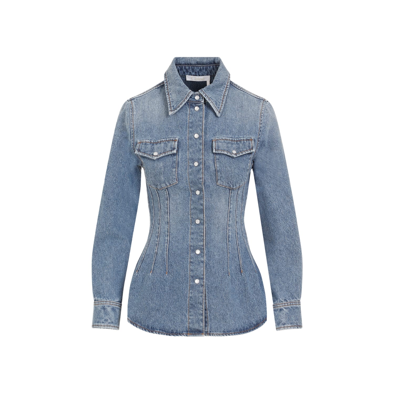 Shop Chloé Denim Shirt In Foggy Blue