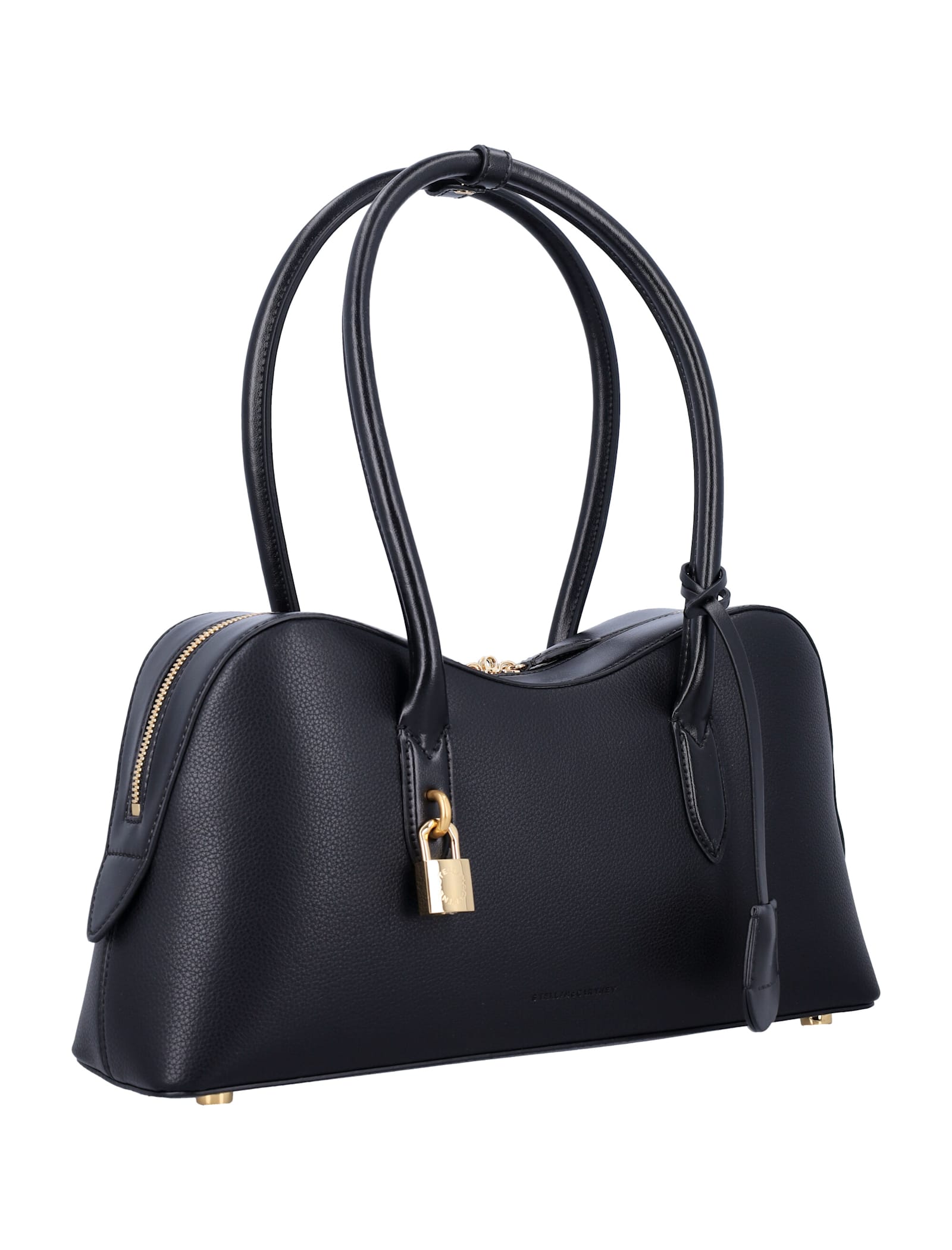Stella Mccartney Structured Shape Shoulder Bag With Gold-tone Hardware In Black