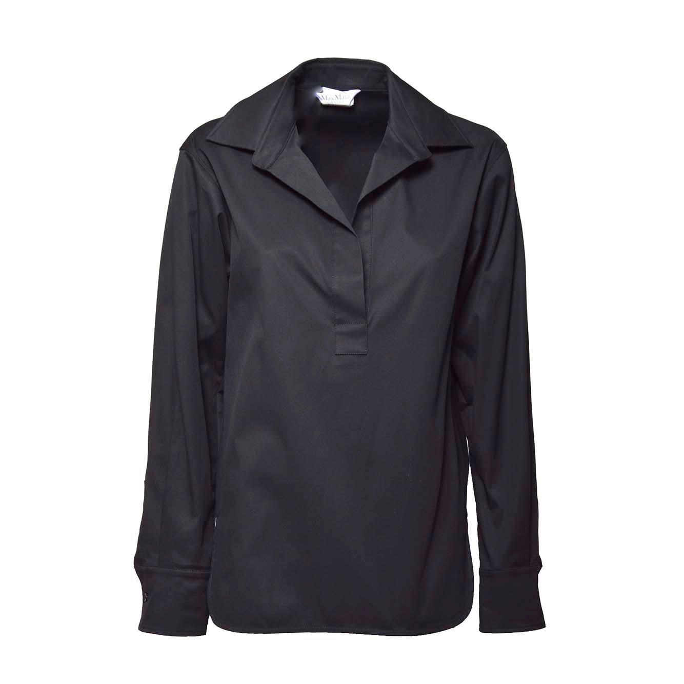 Shop Max Mara V-neck Long-sleeved Shirt In Nero