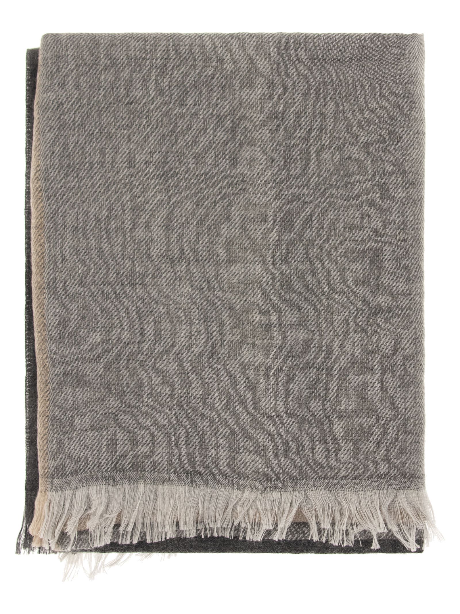Brunello Cucinelli Colour-block Cashmere Scarf In Grey