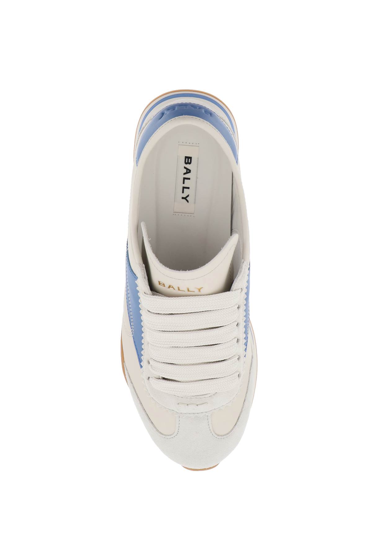 Shop Bally Leather Sonney Sneakers In Dustywhite Blue Kiss (grey)