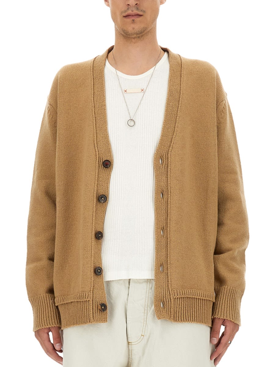 Shop Maison Margiela V-neck Cardigan In Beige